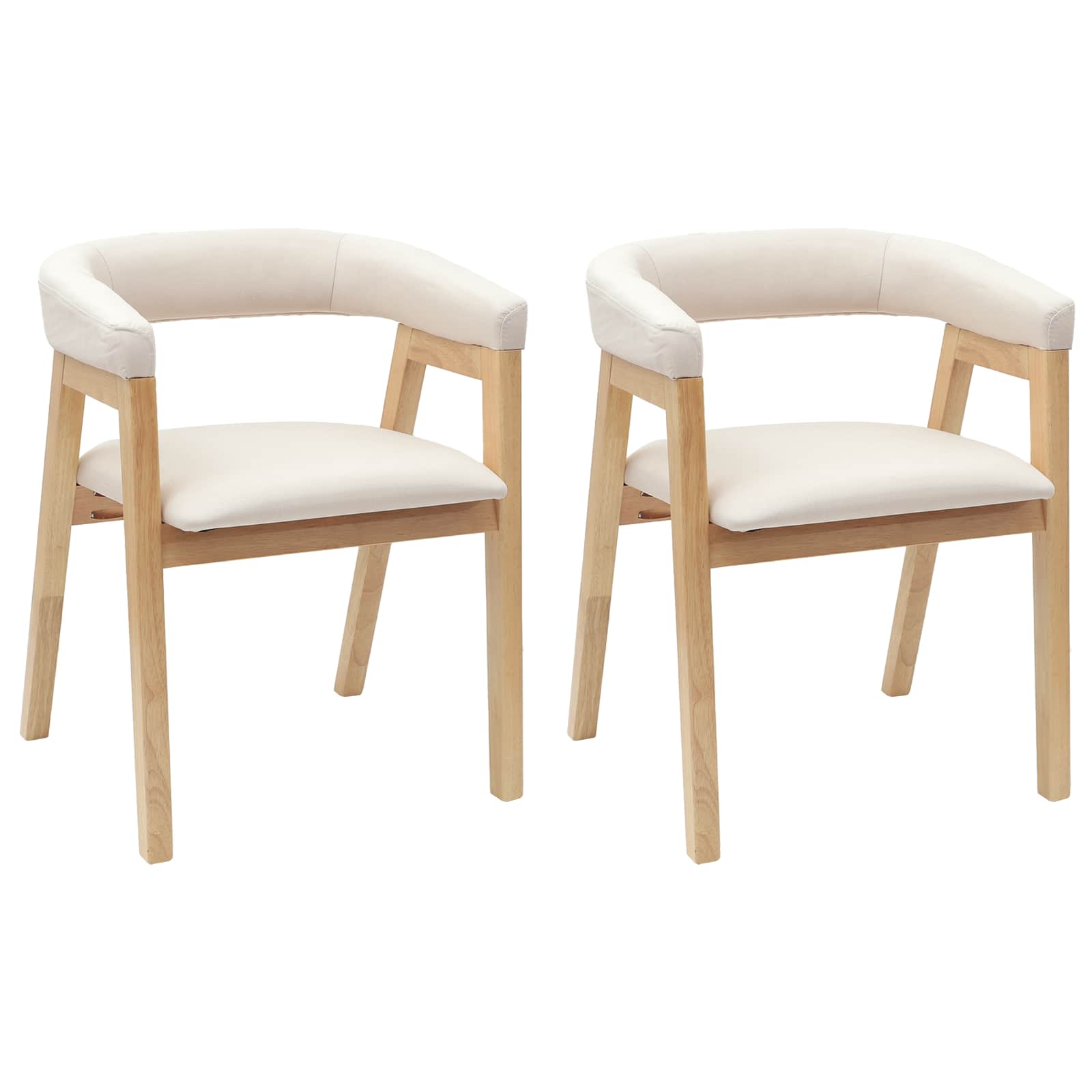 vidaXL Krzesła jadalne 2 pcs Naturalny 54 x 57 x 73 cm Drewno Gumowe