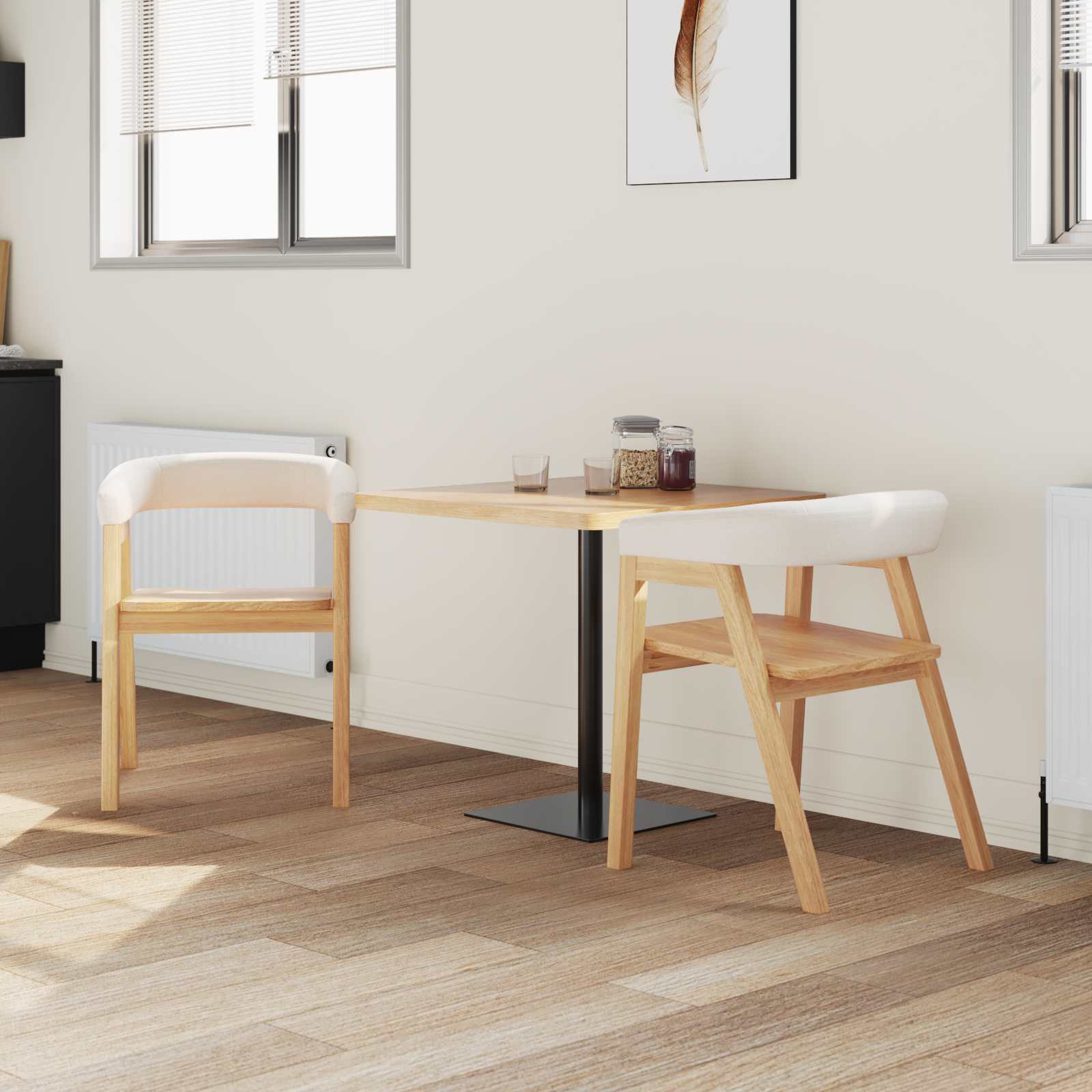 vidaXL Krzesła jadalne 2 pcs Naturalny 54 x 57 x 73 cm Drewno Gumowe