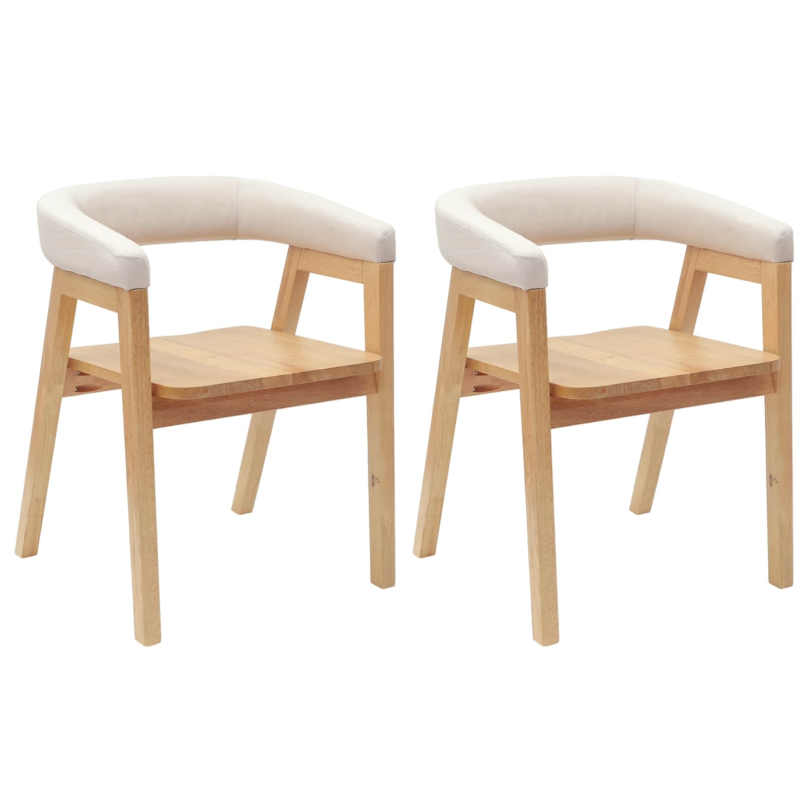 vidaXL Krzesła jadalne 2 pcs Naturalny 54 x 57 x 73 cm Drewno Gumowe