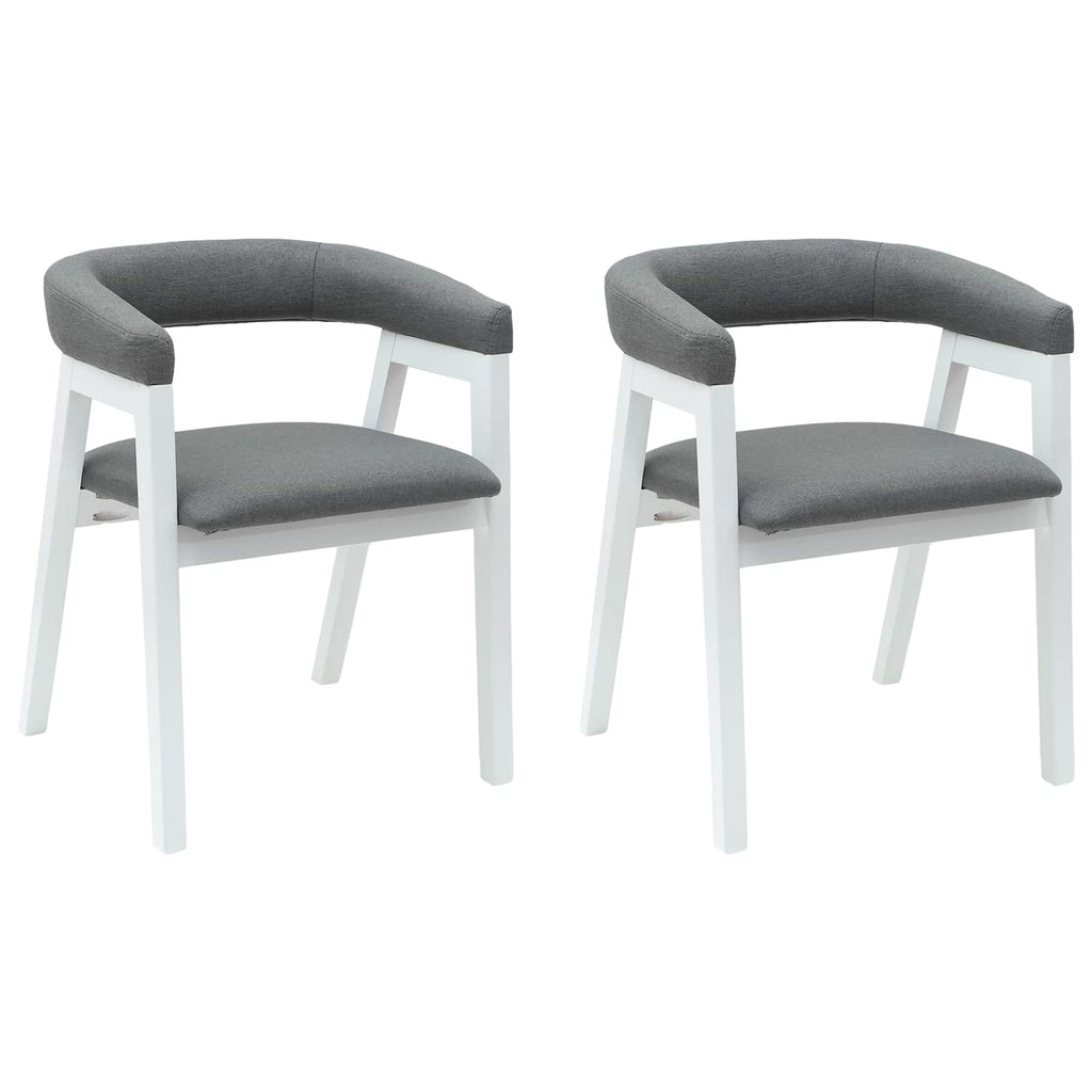 vidaXL Krzesła jadalne 2 pcs Biały 54 x 57 x 73 cm Drewno Gumowe