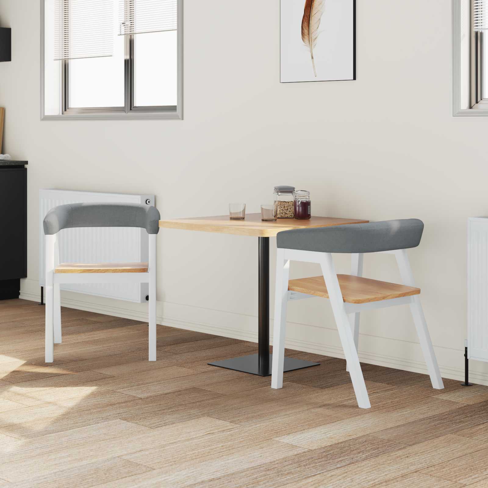 vidaXL Krzesła jadalne 2 pcs Biały 54 x 57 x 73 cm Drewno Gumowe