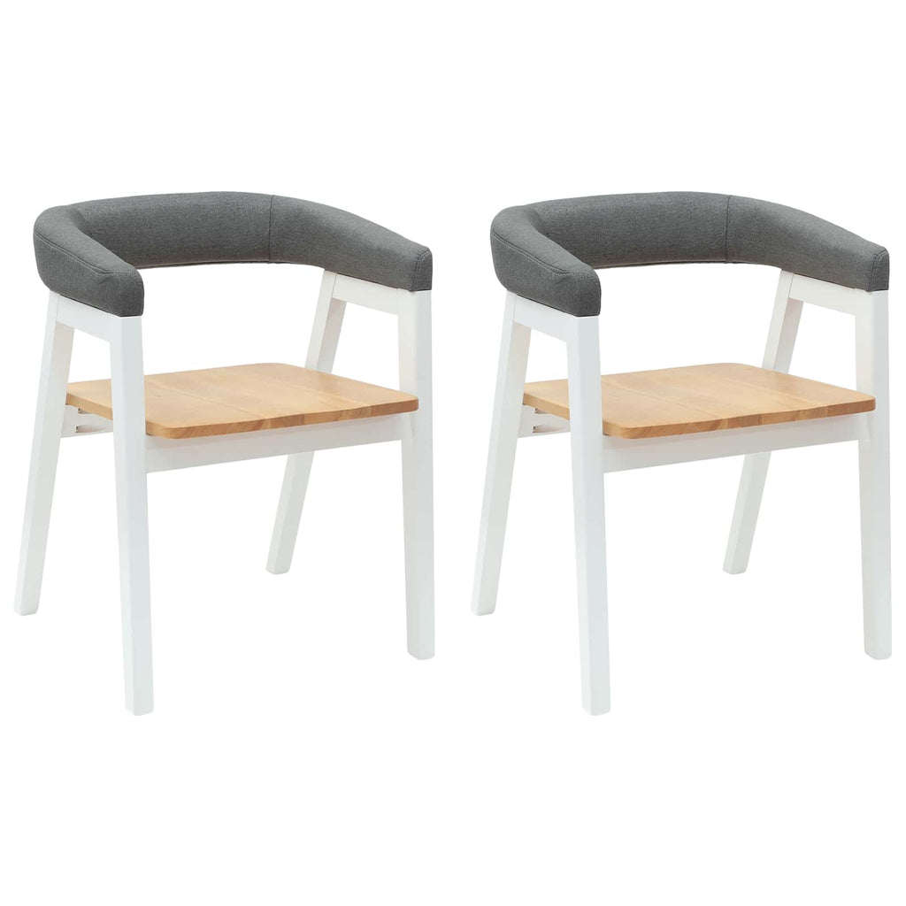 vidaXL Krzesła jadalne 2 pcs Biały 54 x 57 x 73 cm Drewno Gumowe