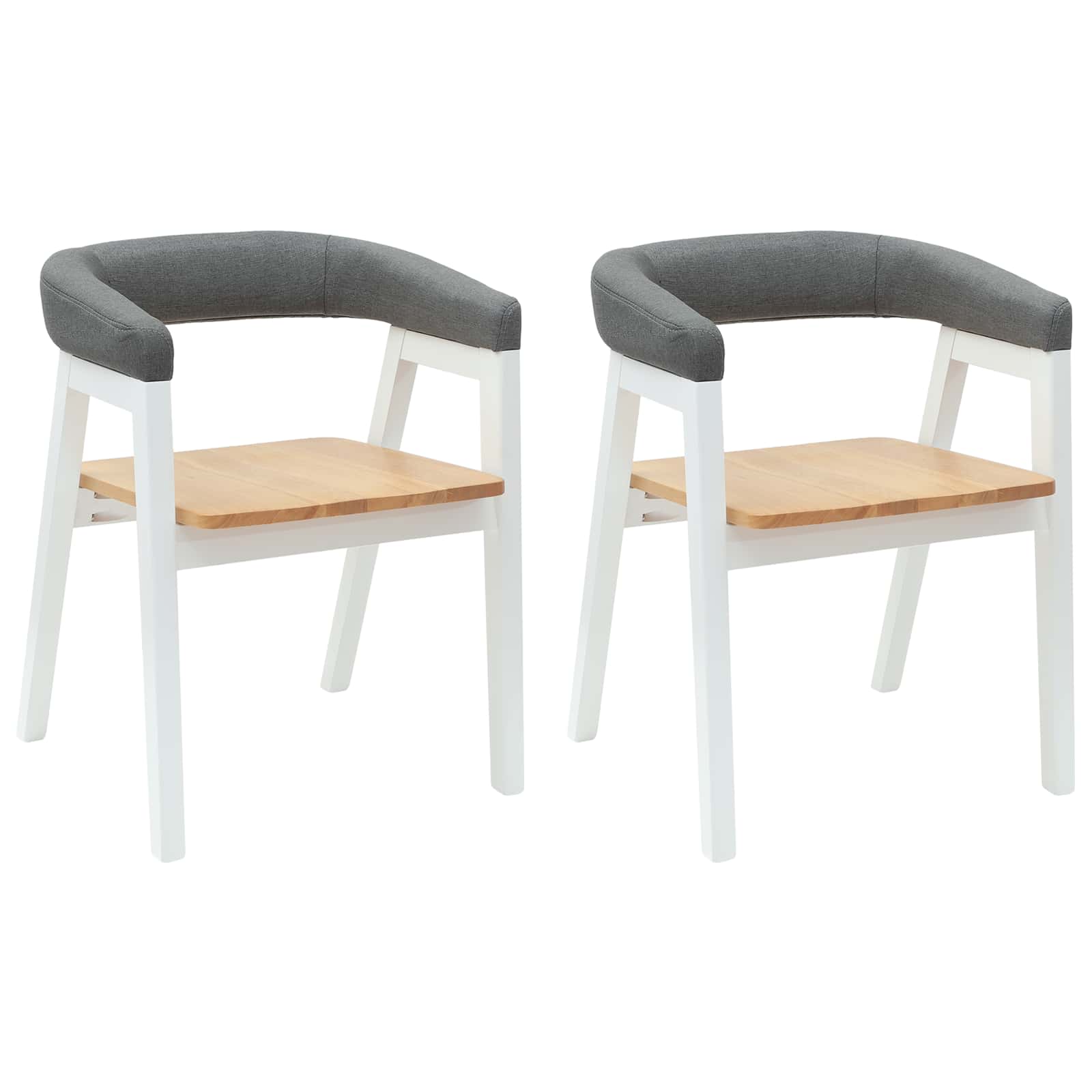 vidaXL Krzesła jadalne 2 pcs Biały 54 x 57 x 73 cm Drewno Gumowe