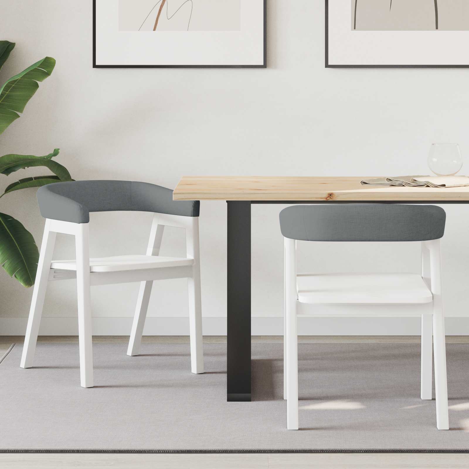 vidaXL Krzesła jadalne 2 pcs Biały 54 x 57 x 73 cm Drewno Gumowe