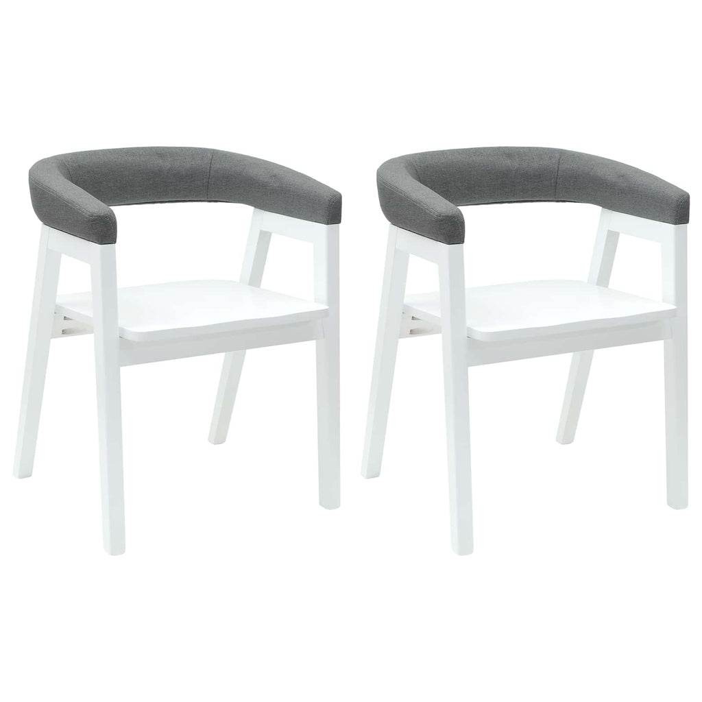 vidaXL Krzesła jadalne 2 pcs Biały 54 x 57 x 73 cm Drewno Gumowe