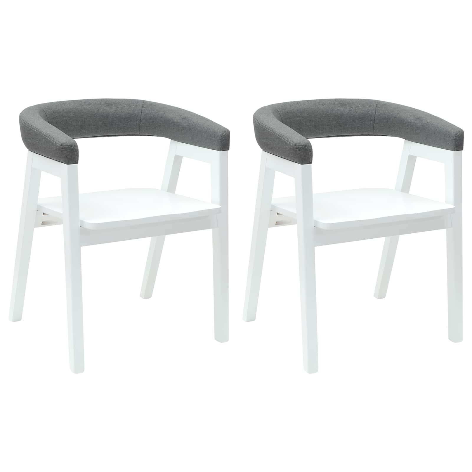 vidaXL Krzesła jadalne 2 pcs Biały 54 x 57 x 73 cm Drewno Gumowe