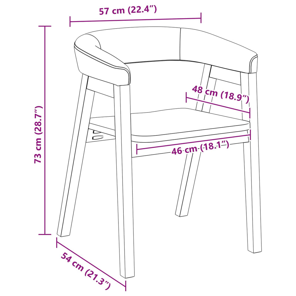 vidaXL Krzesła jadalne 2 pcs Biały 54 x 57 x 73 cm Drewno Gumowe