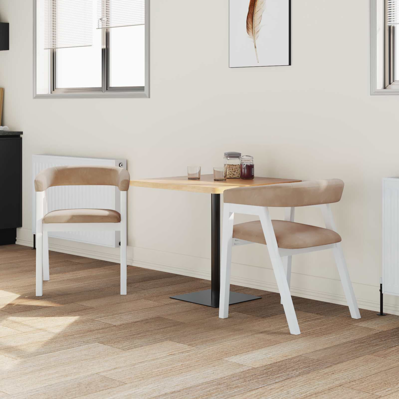 vidaXL Krzesła jadalne 2 pcs Biały 54 x 57 x 73 cm Drewno Gumowe