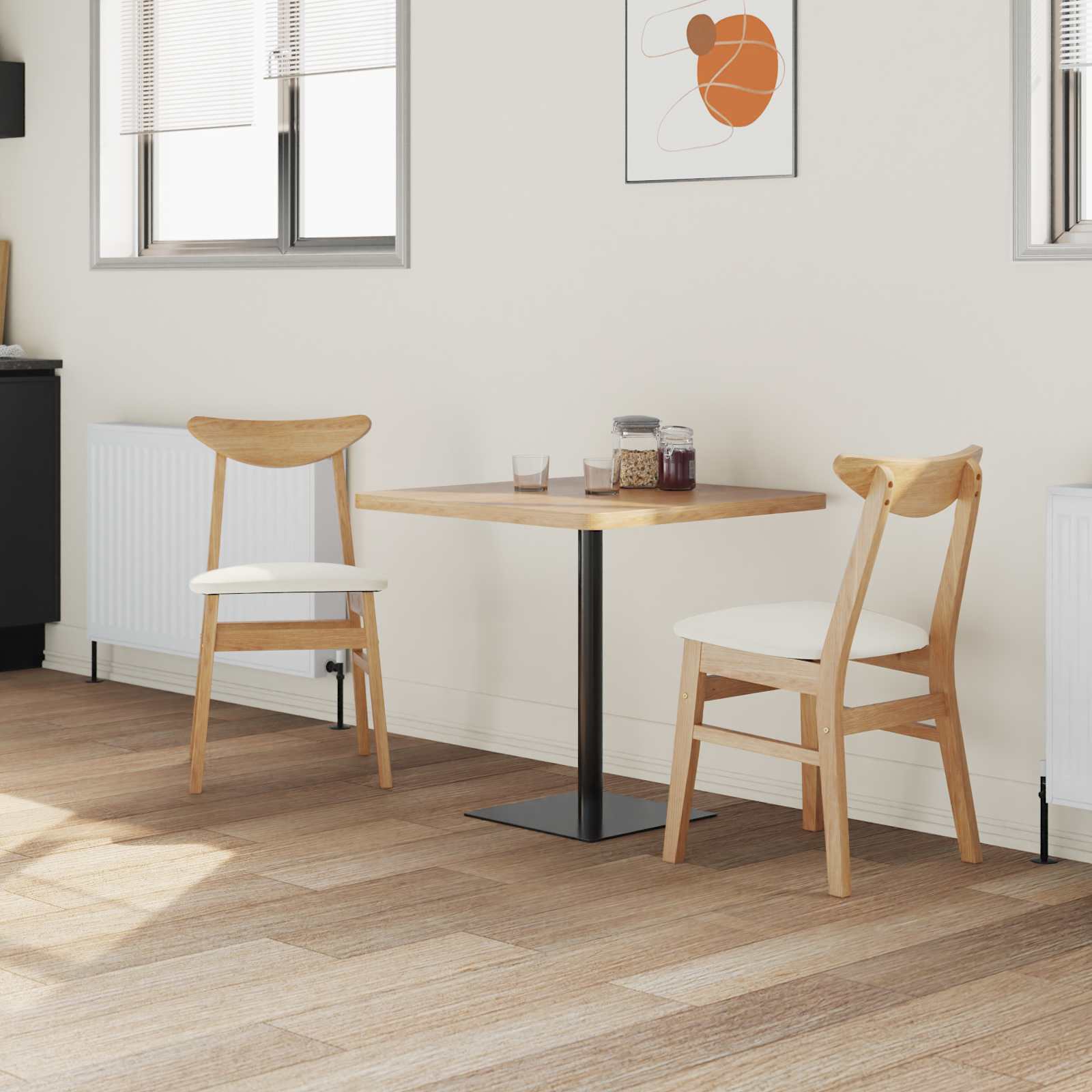 vidaXL Krzesła jadalne 2 pcs Naturalny 42 x 47.5 x 81 cm Drewno Gumowe