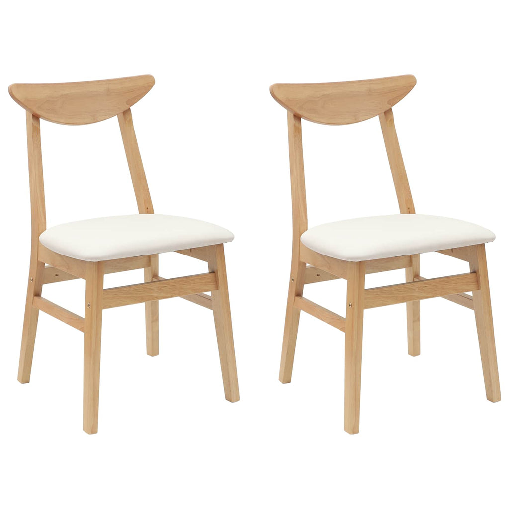 vidaXL Krzesła jadalne 2 pcs Naturalny 42 x 47.5 x 81 cm Drewno Gumowe