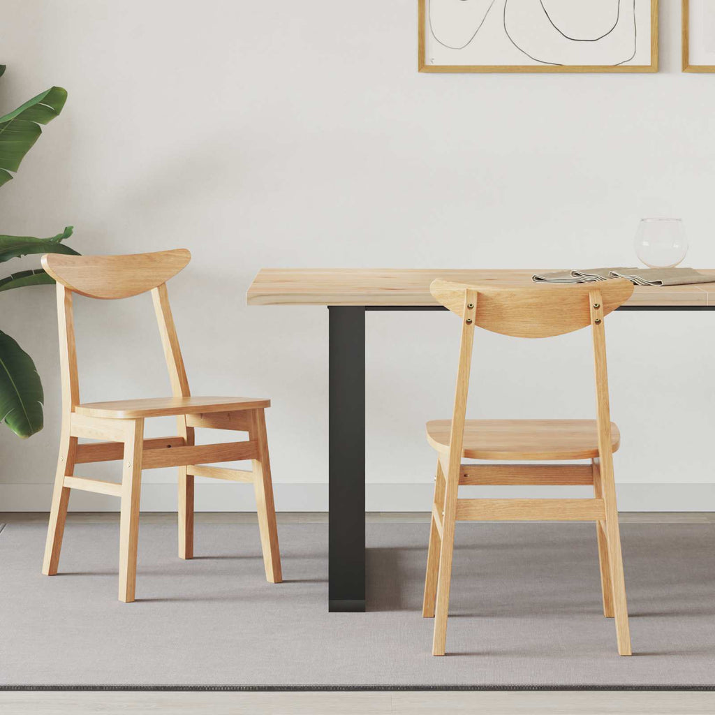 vidaXL Krzesła jadalne 2 pcs Naturalny 42 x 47.5 x 81 cm Drewno Gumowe