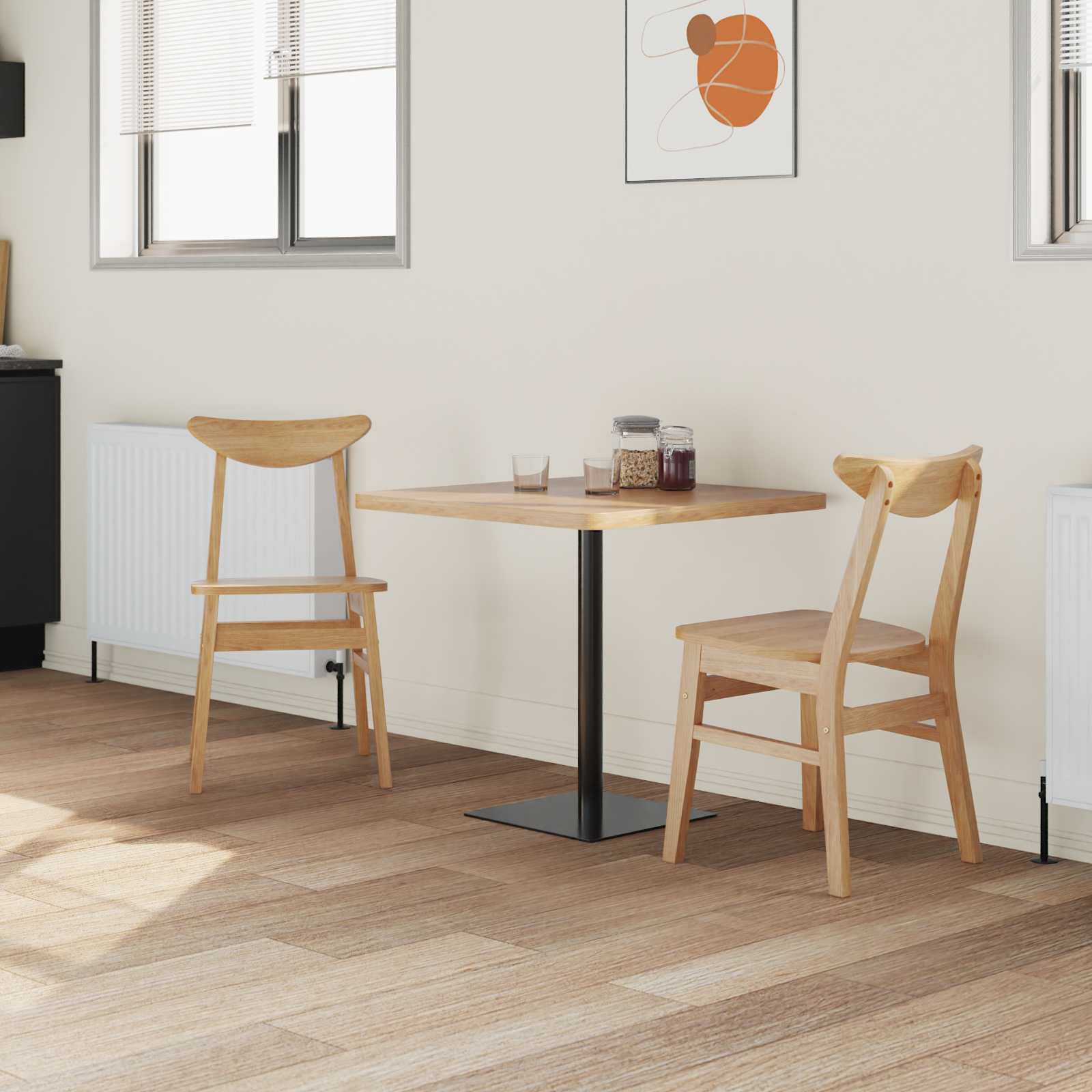 vidaXL Krzesła jadalne 2 pcs Naturalny 42 x 47.5 x 81 cm Drewno Gumowe