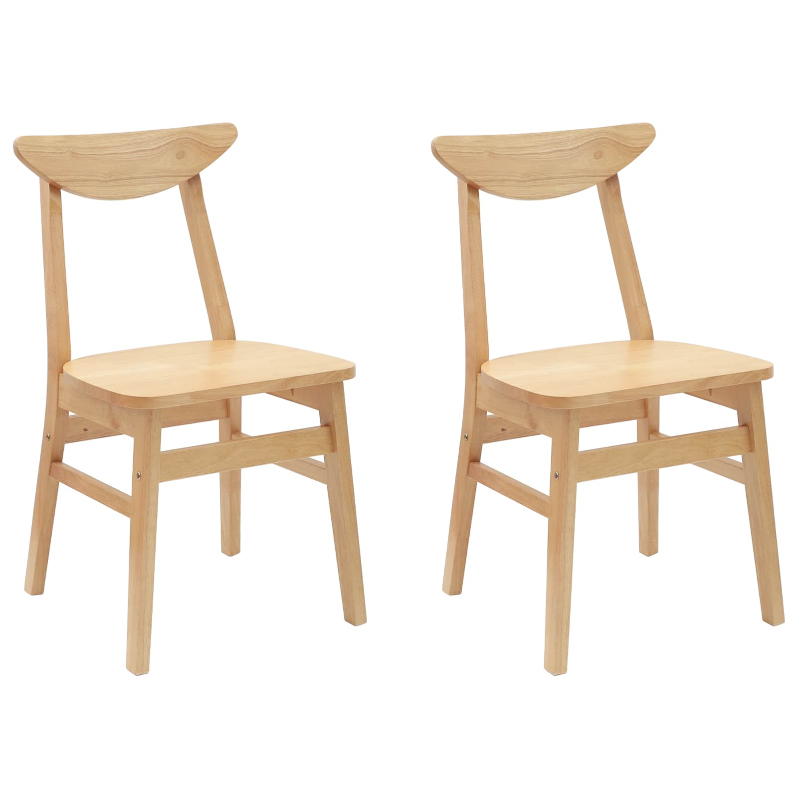 vidaXL Krzesła jadalne 2 pcs Naturalny 42 x 47.5 x 81 cm Drewno Gumowe