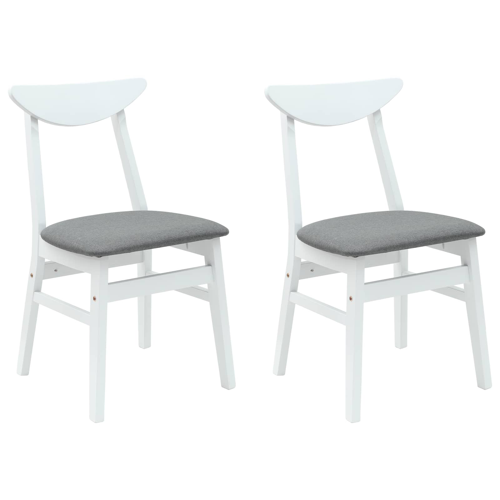 vidaXL Krzesła jadalne 2 pcs Biały 42 x 47.5 x 81 cm Drewno Gumowe