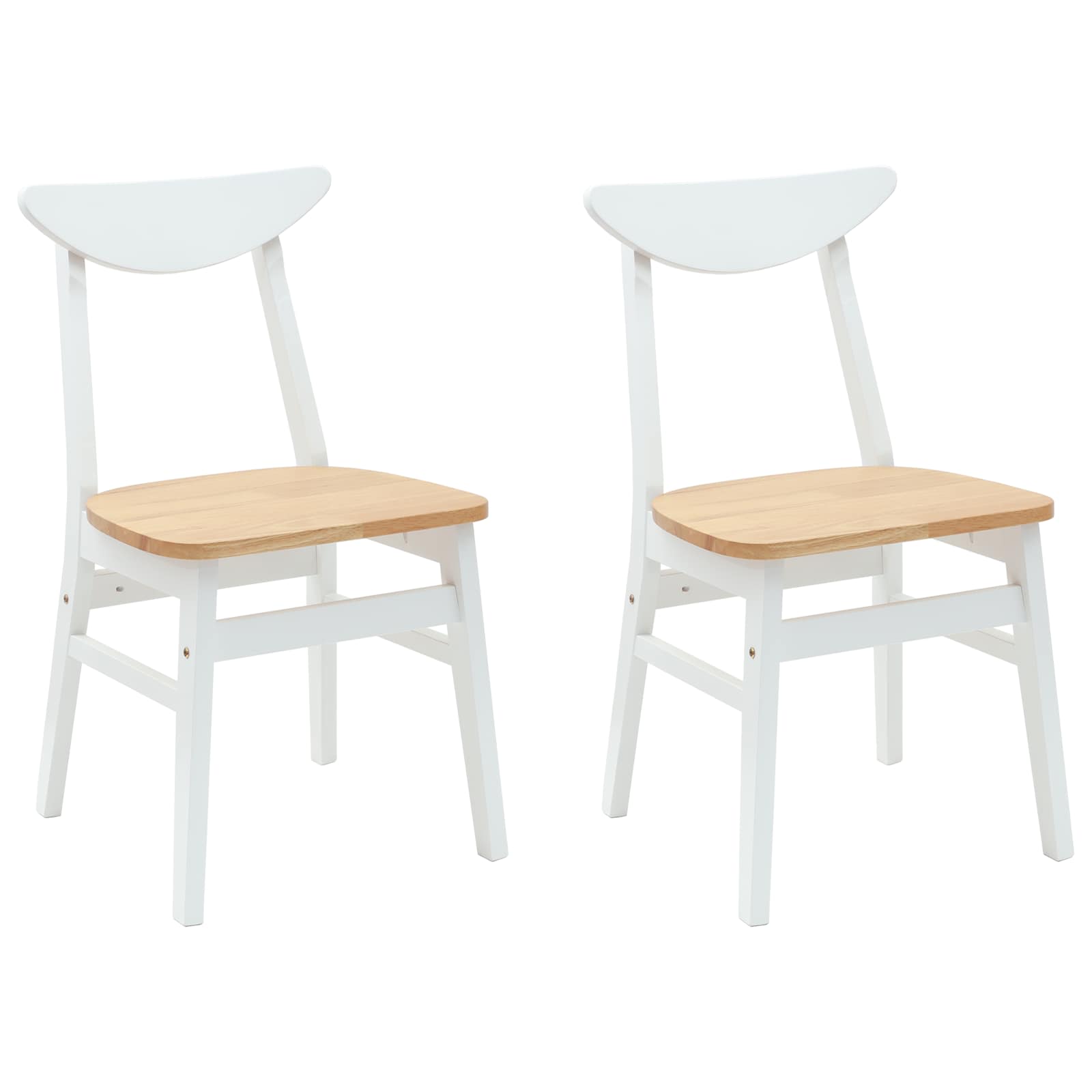 vidaXL Krzesła jadalne 2 pcs Biały 42 x 47.5 x 81 cm Drewno Gumowe