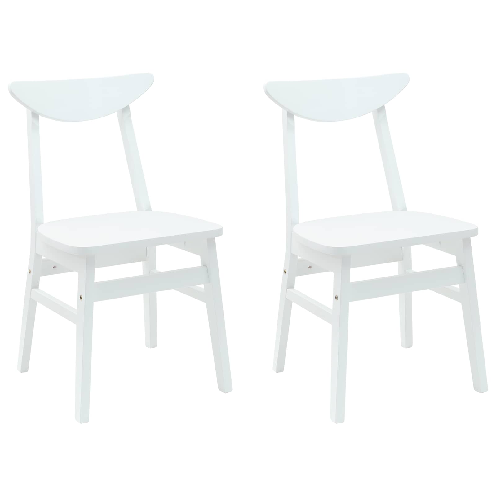 vidaXL Krzesła jadalne 2 pcs Biały 42 x 47.5 x 81 cm Drewno Gumowe