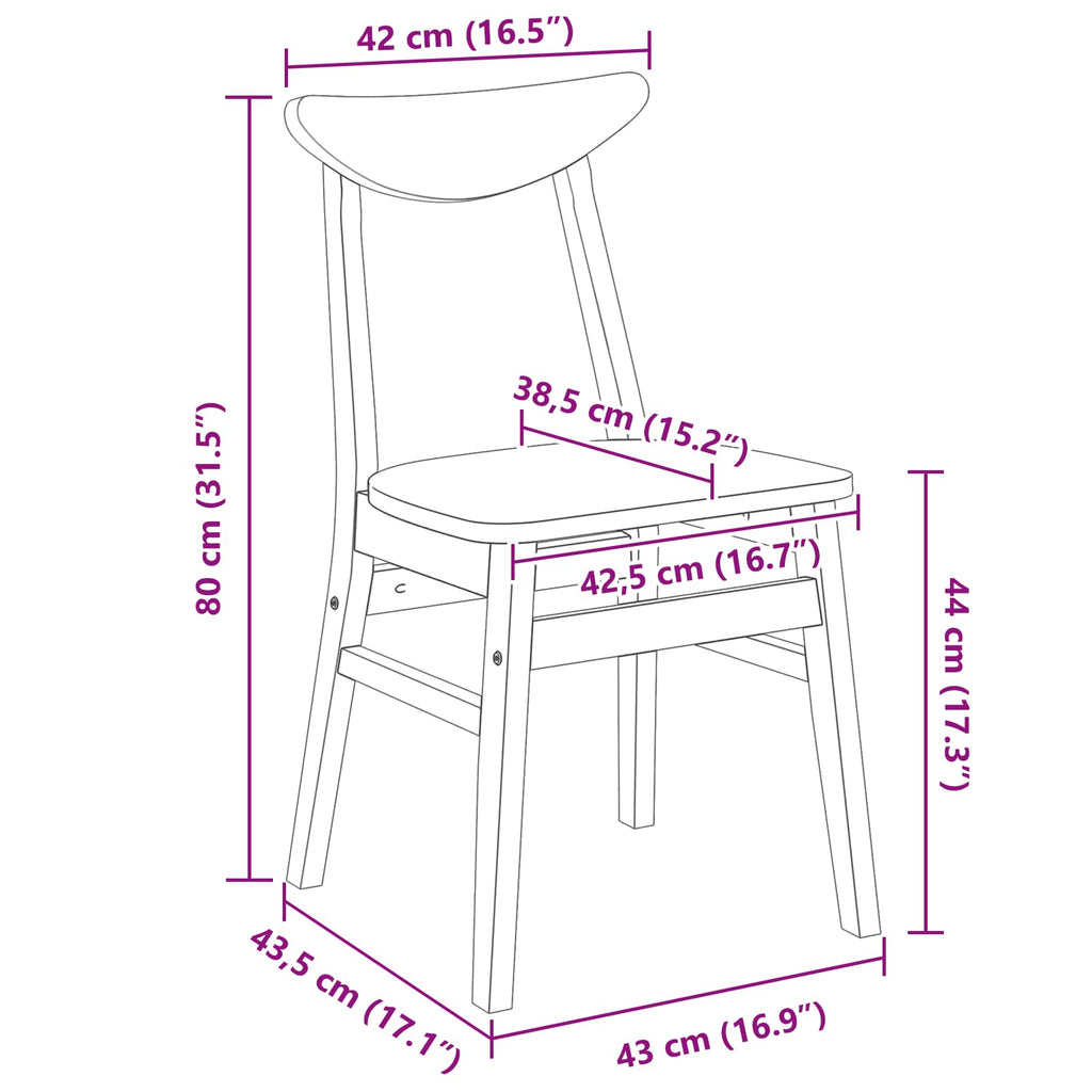 vidaXL Krzesła jadalne 2 pcs Biały 42 x 47.5 x 81 cm Drewno Gumowe