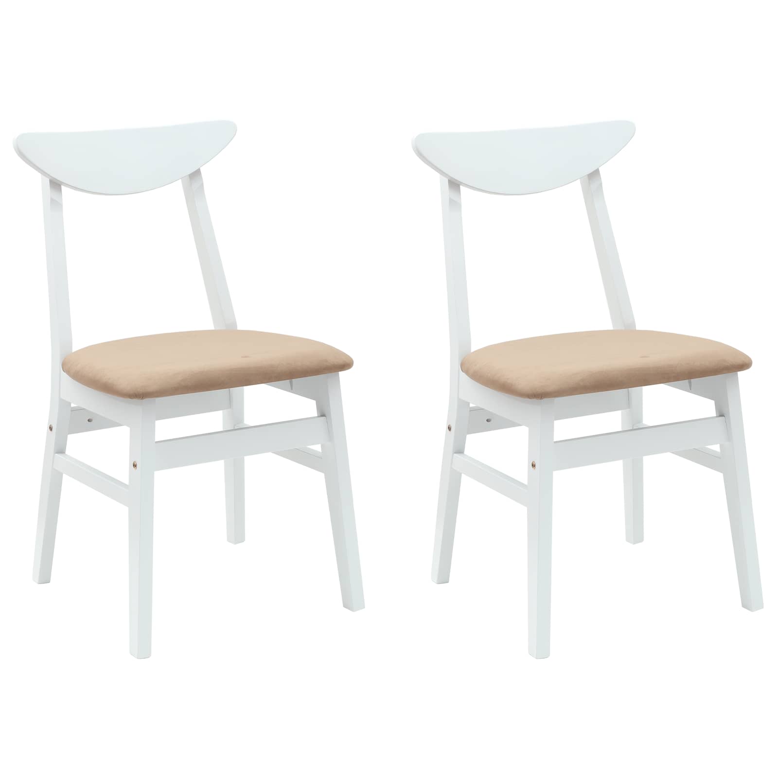vidaXL Krzesła jadalne 2 pcs Biały 42 x 47.5 x 81 cm Drewno Gumowe