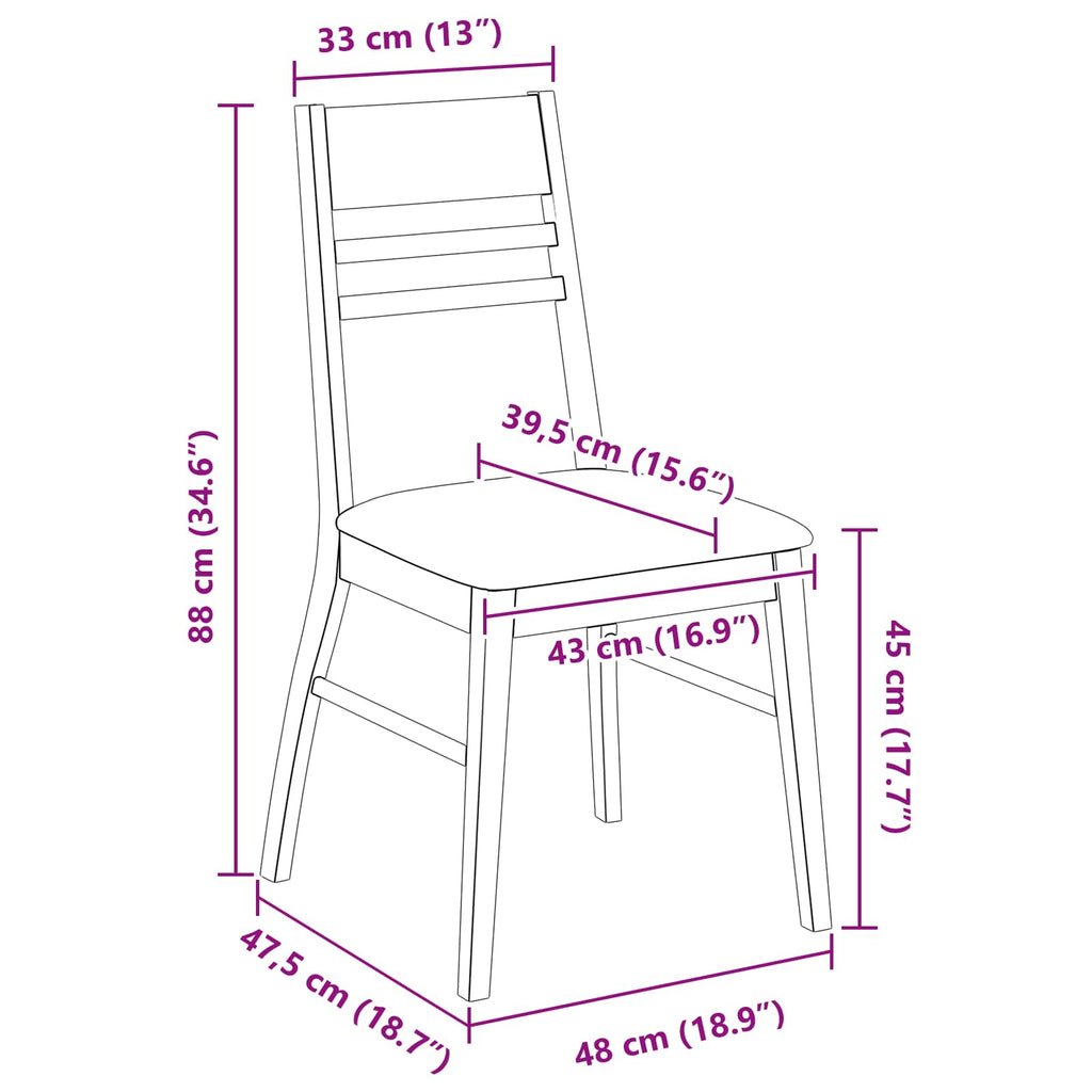 vidaXL Krzesła jadalne 2 pcs Jasny Brąz 43 x 54 x 89 cm Drewno Gumowe