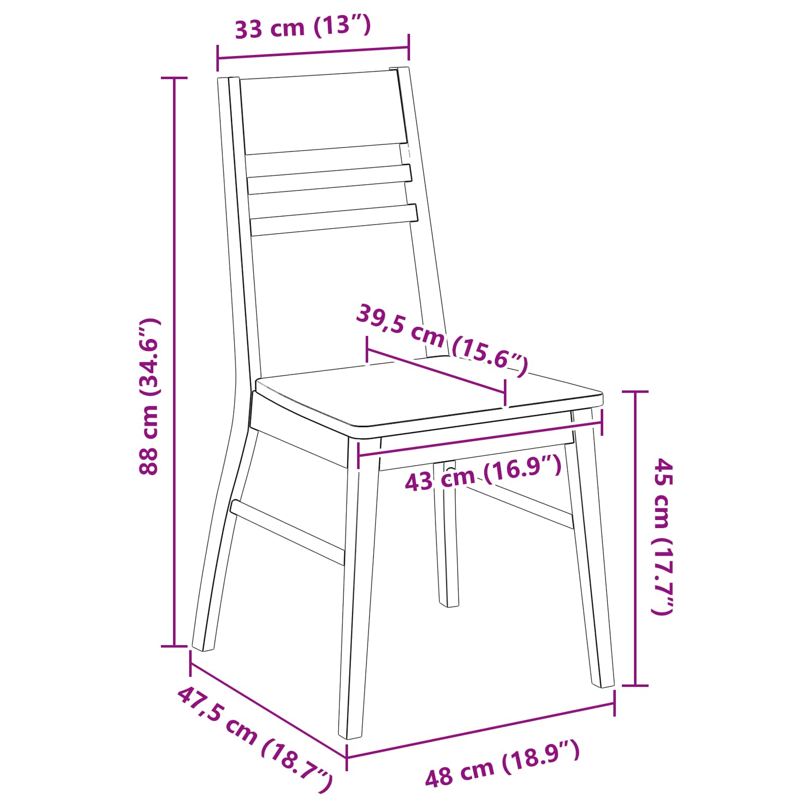 vidaXL Krzesła jadalne 2 pcs Biały 43 x 54 x 89 cm Drewno Gumowe