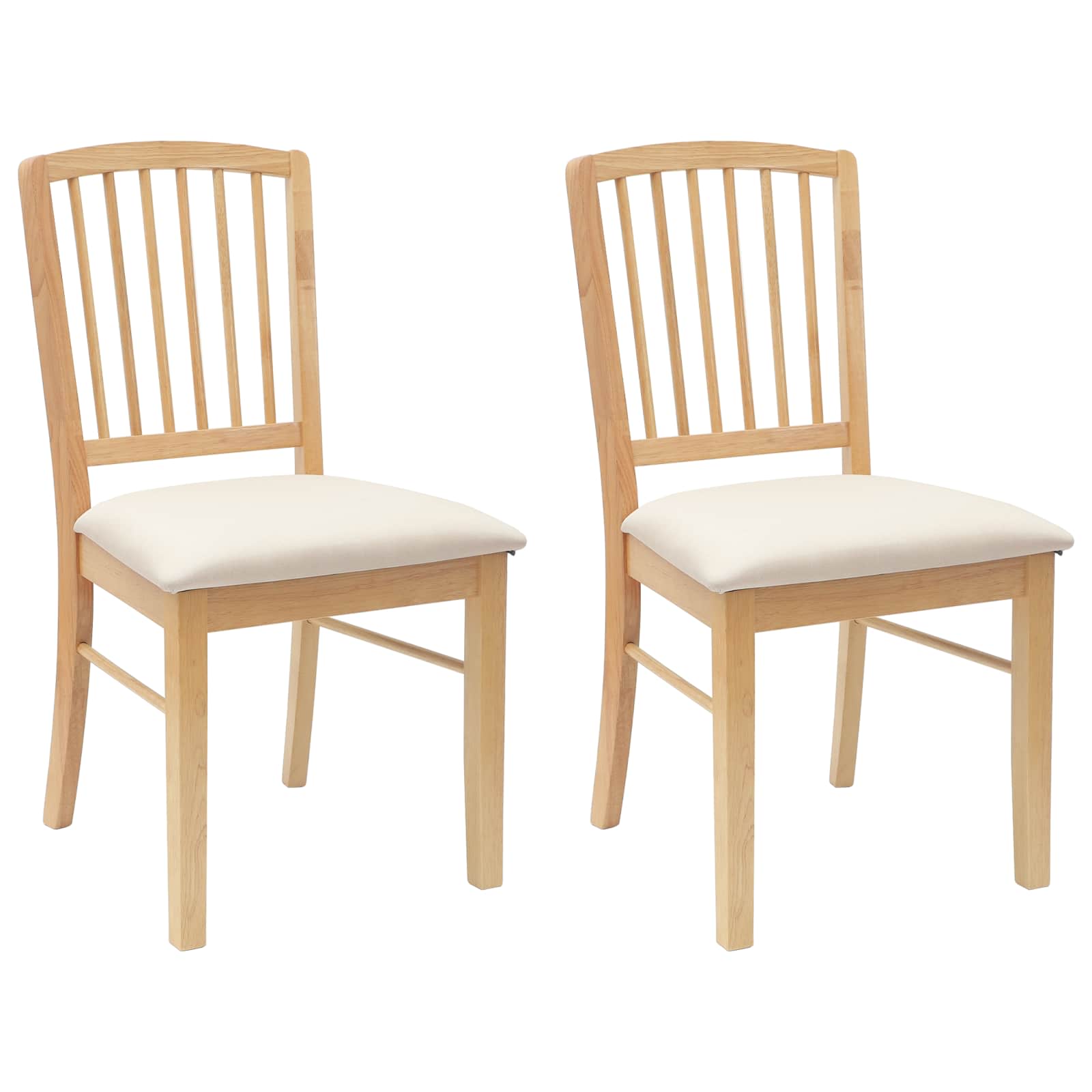vidaXL Krzesła jadalne 2 pcs Naturalny 50 x 52,5 x 91 cm Drewno Gumowe