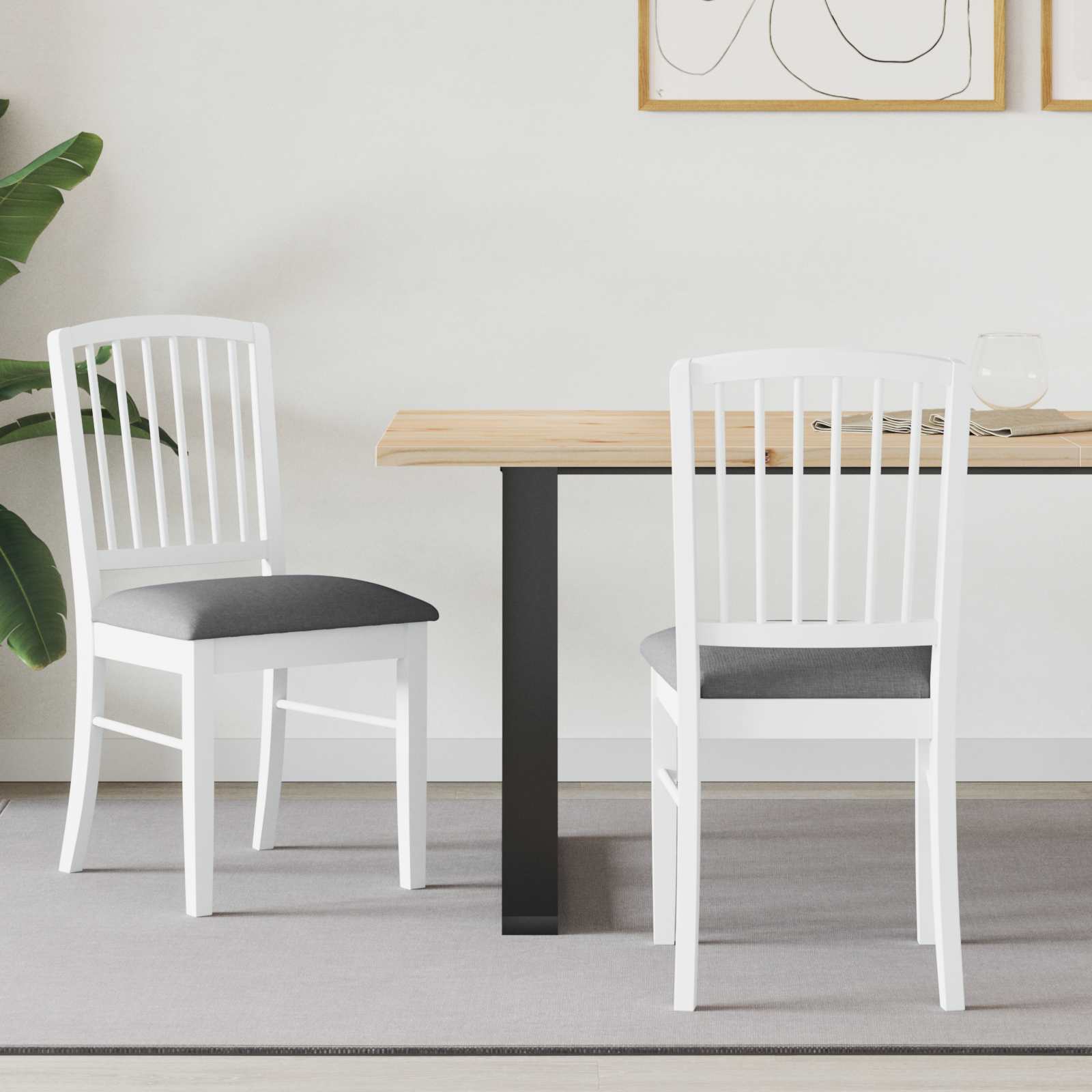 vidaXL Krzesła jadalne 2 pcs Biały 50 x 52,5 x 91 cm Drewno Gumowe