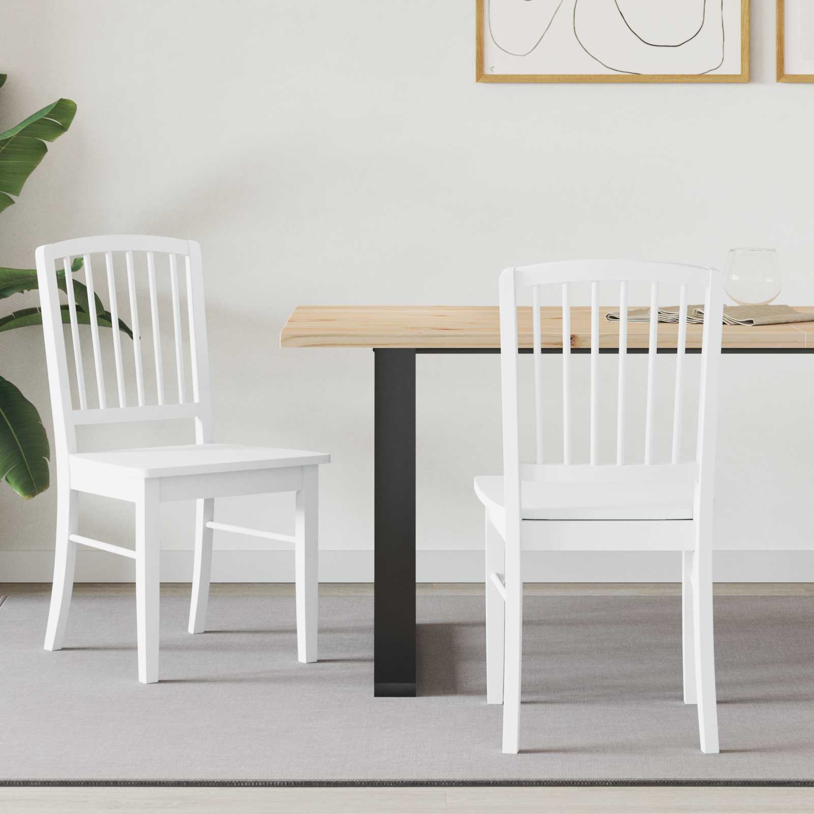 vidaXL Krzesła jadalne 2 pcs Biały 50 x 52,5 x 91 cm Drewno Gumowe