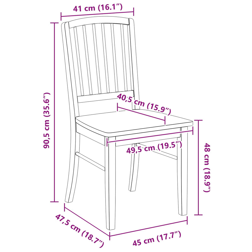 vidaXL Krzesła jadalne 2 pcs Biały 50 x 52,5 x 91 cm Drewno Gumowe