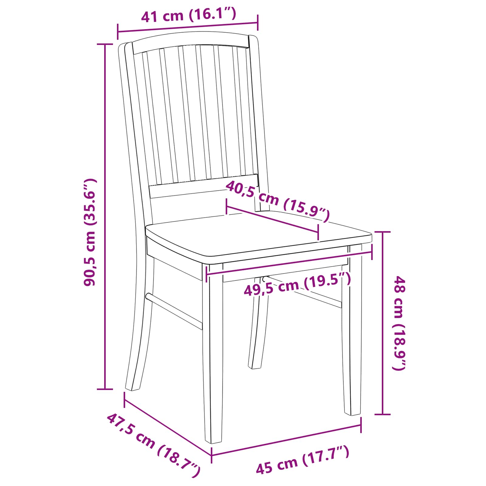 vidaXL Krzesła jadalne 2 pcs Naturalny 50 x 52,5 x 91 cm Drewno Gumowe