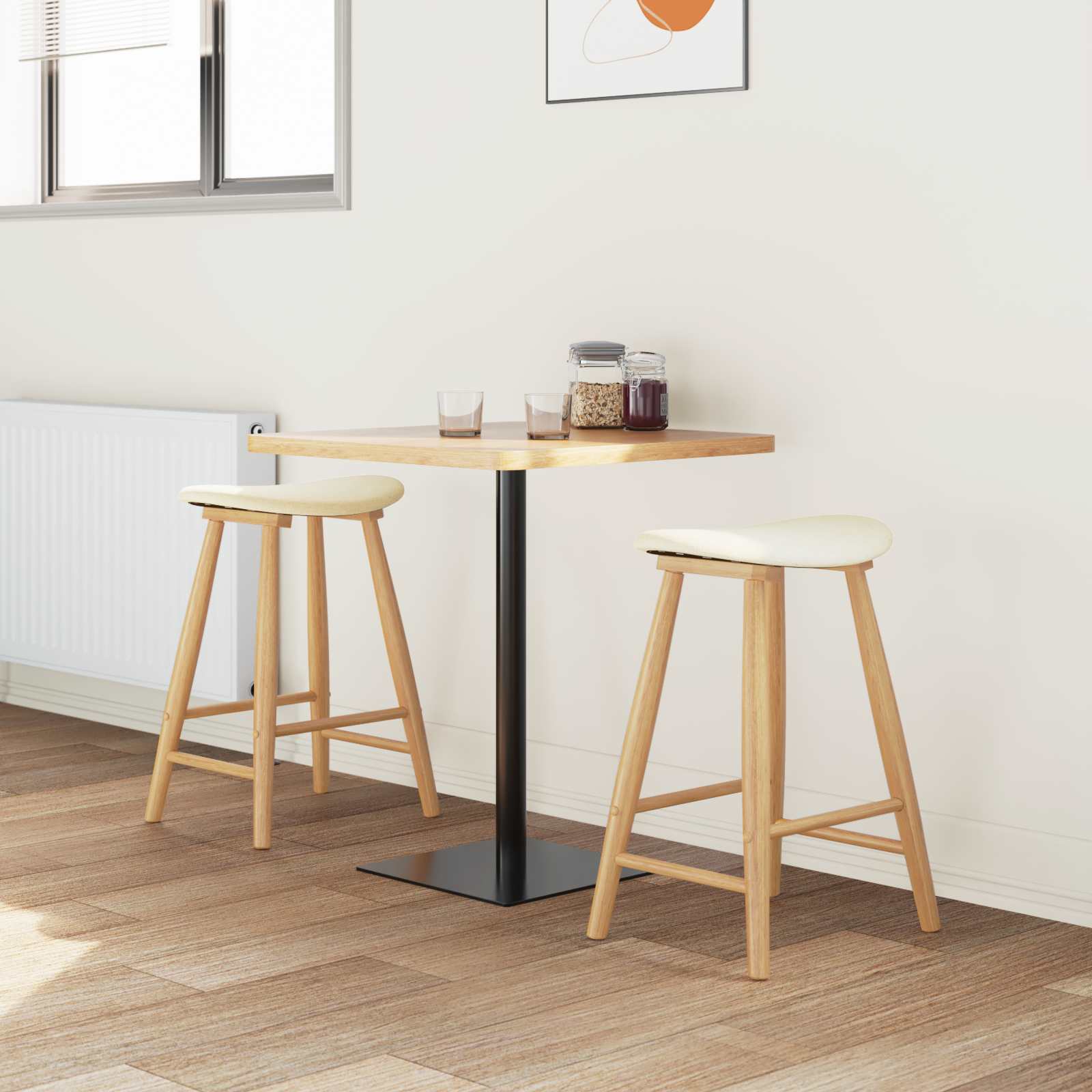 vidaXL Krzesła jadalne 2 pcs Naturalny 46 x 37 x 63 cm Drewno Gumowe