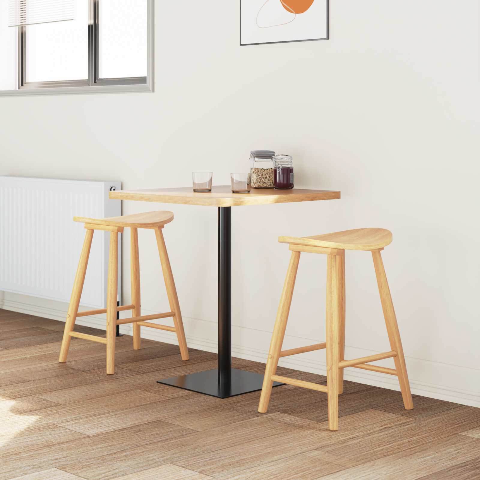 vidaXL Krzesła jadalne 2 pcs Naturalny 46 x 37 x 63 cm Drewno Gumowe