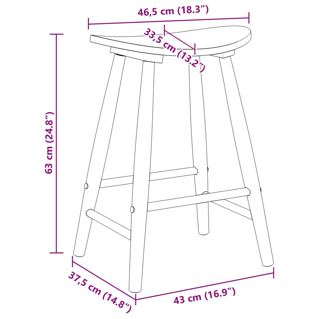 vidaXL Krzesła jadalne 2 pcs Naturalny 46 x 37 x 63 cm Drewno Gumowe