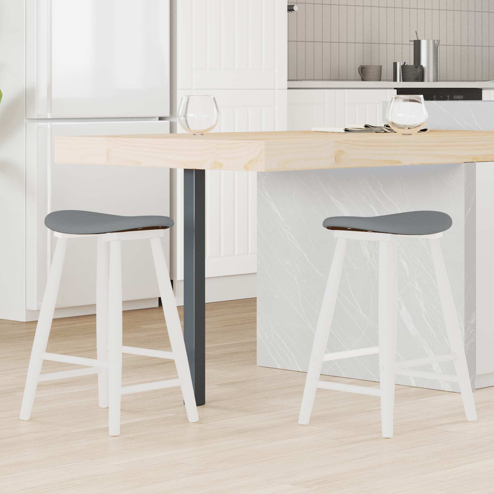 vidaXL Krzesła jadalne 2 pcs Biały 46 x 37 x 63 cm Drewno Gumowe