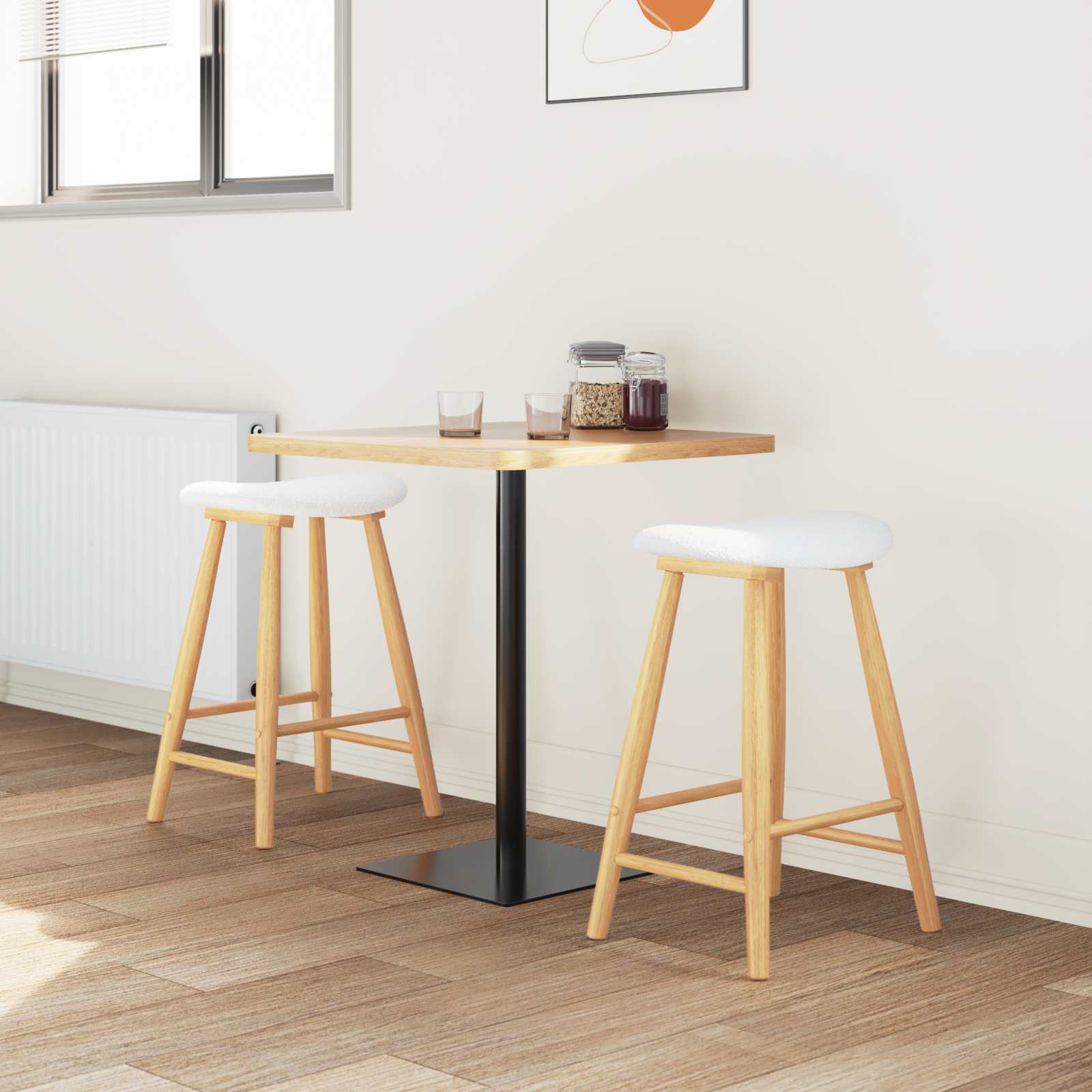 vidaXL Krzesła jadalne 2 pcs Naturalny 46 x 37 x 63 cm Drewno Gumowe