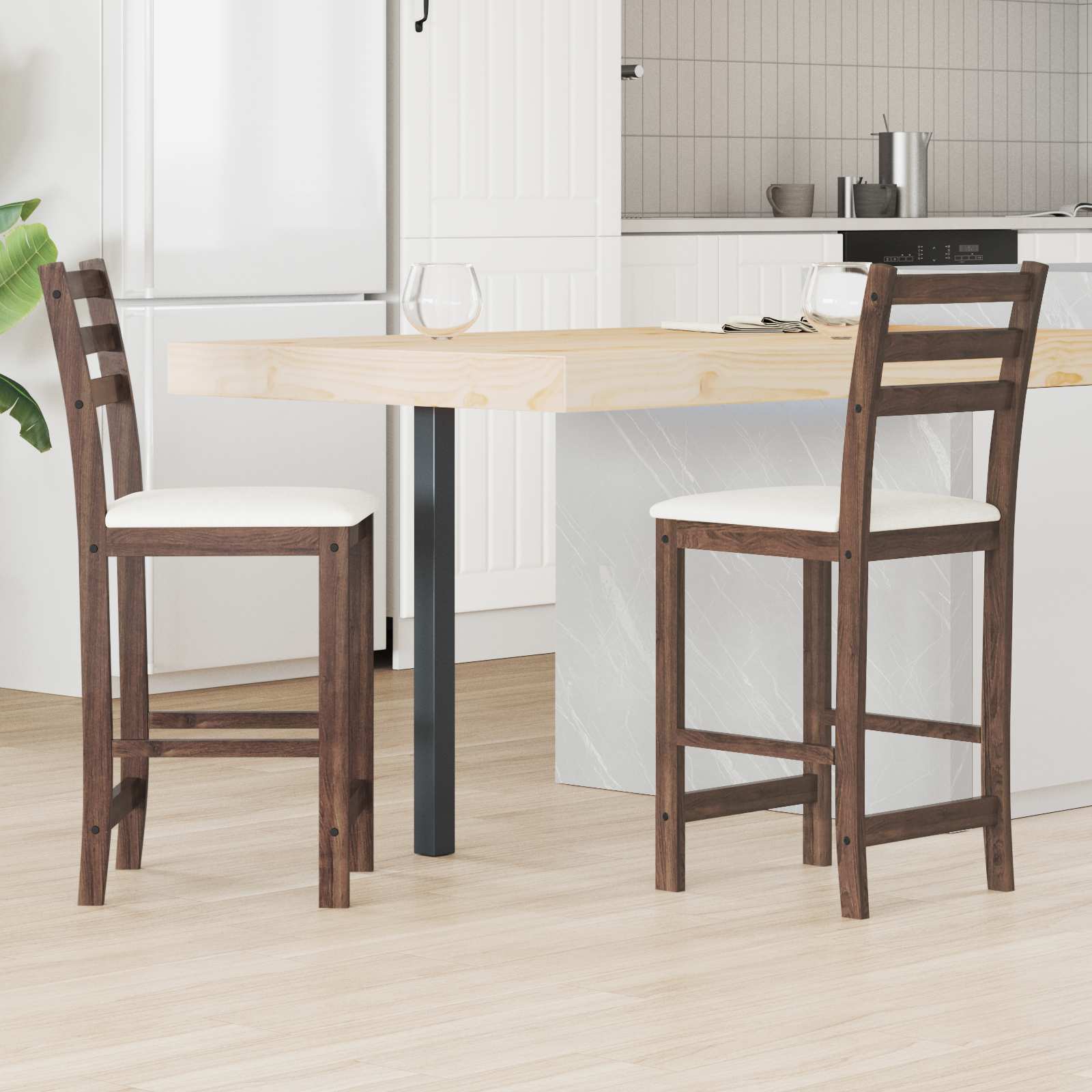 vidaXL Krzesła jadalne 2 pcs Jasny Brąz 40 x 47,5 x 99,5 cm