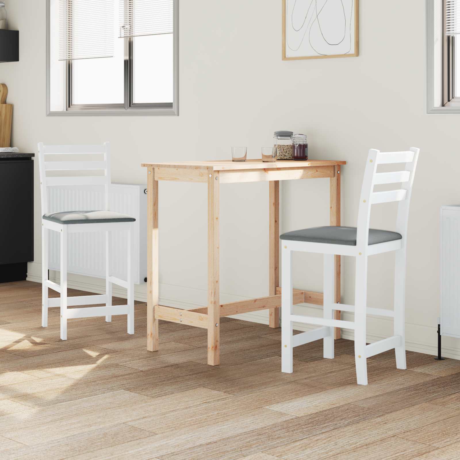 vidaXL Krzesła jadalne 2 pcs Biały 40 x 47,5 x 99,5 cm Drewno Gumowe