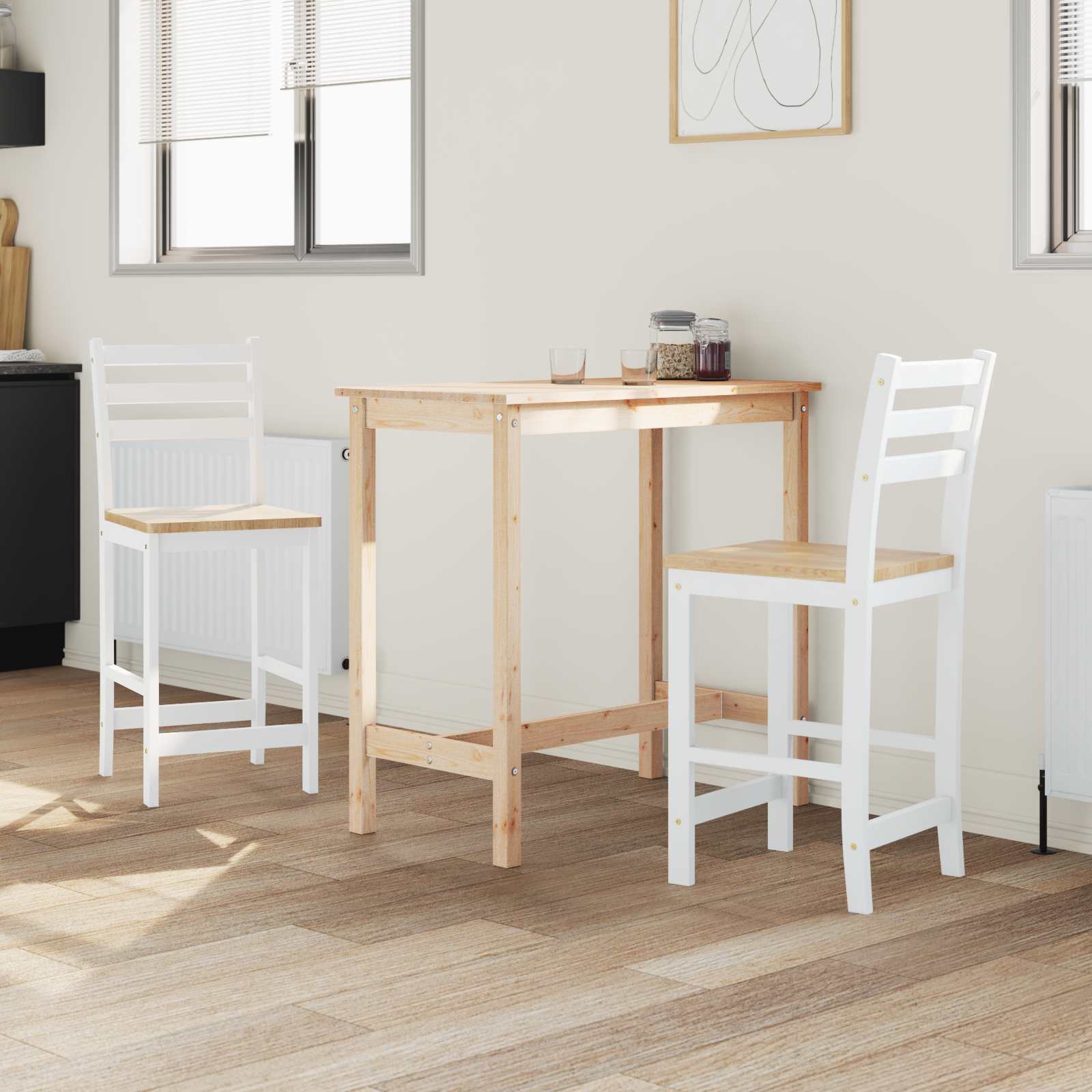 vidaXL Krzesła jadalne 2 pcs Drewno Gumowe Biały 40 x 47,5 x 99,5 cm
