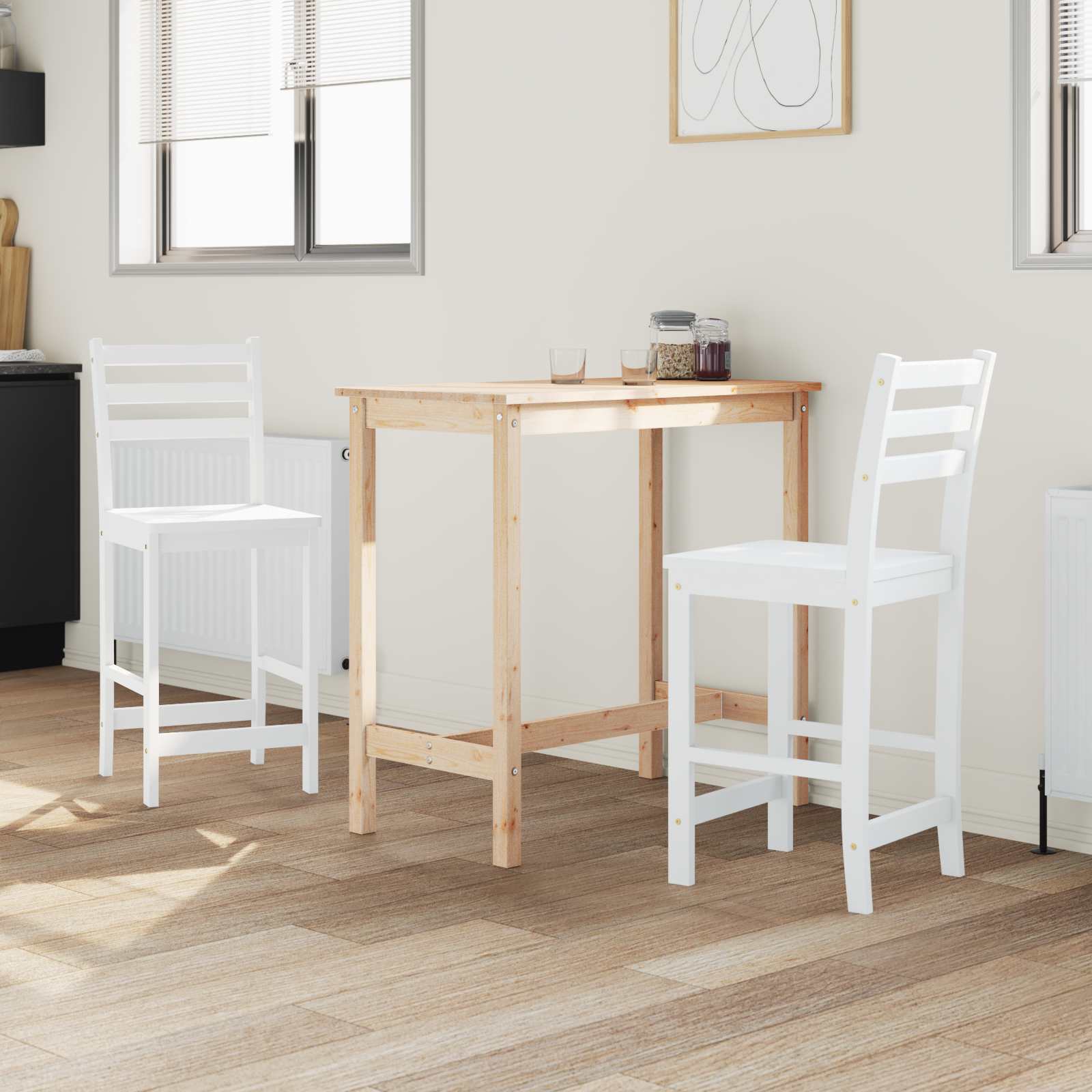 vidaXL Krzesła jadalne 2 pcs Biały 40 x 47,5 x 99,5 cm Drewno Gumowe