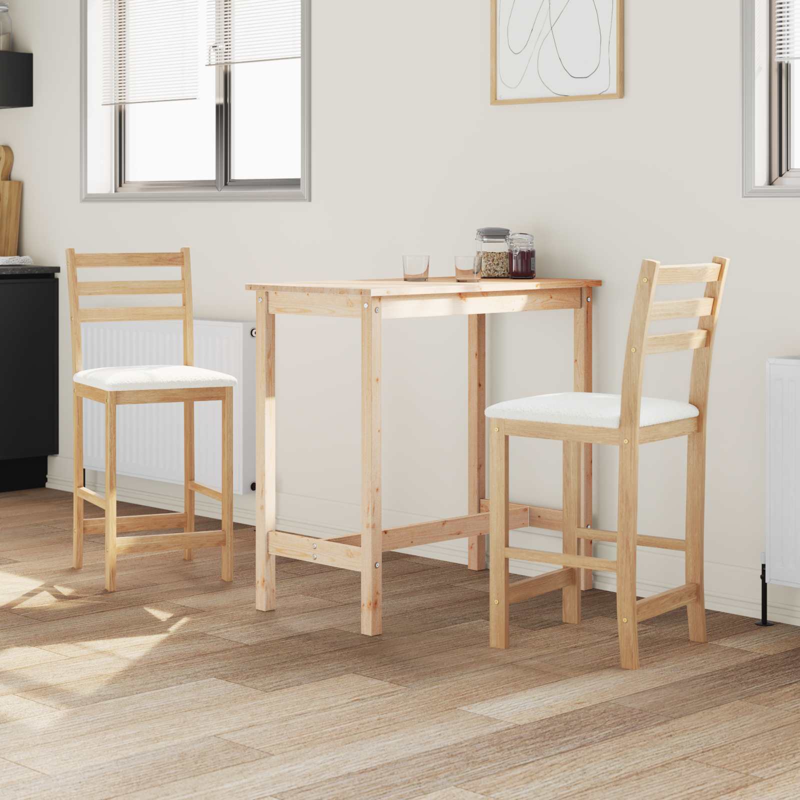 vidaXL Krzesła jadalne 2 pcs Naturalny 40 x 47,5 x 99,5 cm