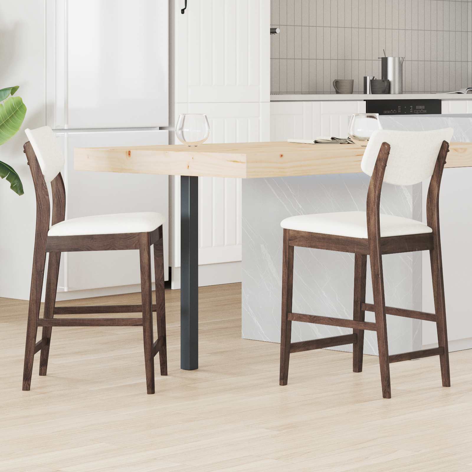 vidaXL Krzesła jadalne 2 pcs Jasny Brąz 48 x 49 x 95 cm Drewno Gumowe