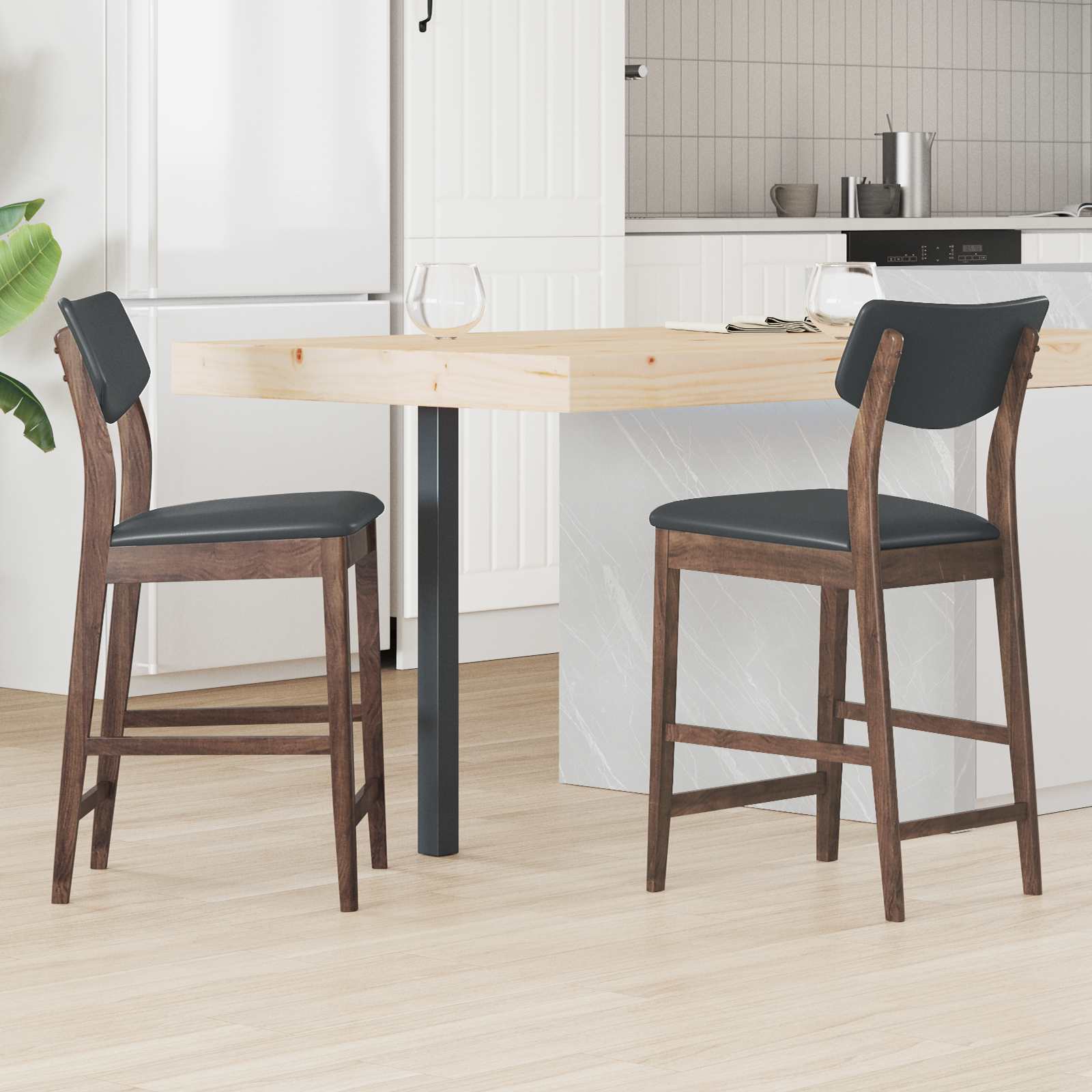 vidaXL Krzesła jadalne 2 pcs Jasny Brąz 48 x 49 x 95 cm Drewno Gumowe