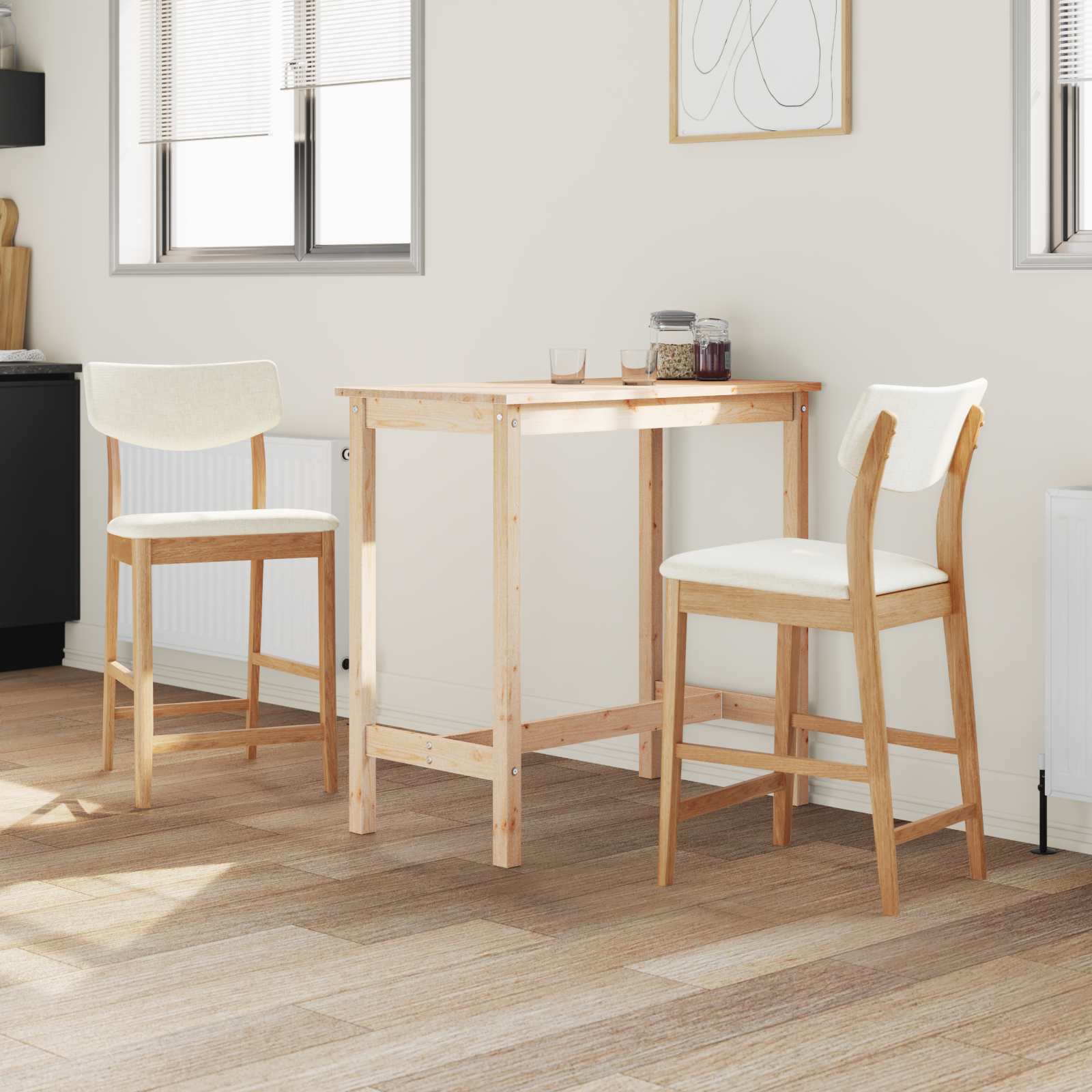 vidaXL Krzesła jadalne 2 pcs Naturalny 48 x 49 x 95 cm Drewno Gumowe