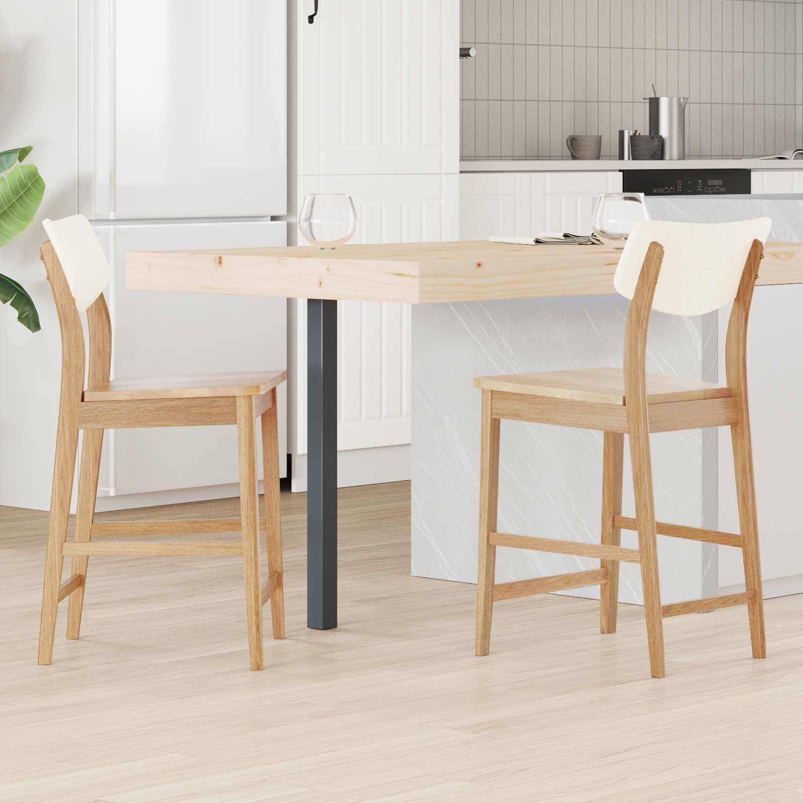 vidaXL Krzesła jadalne 2 pcs Naturalny 48 x 49 x 95 cm Drewno Gumowe