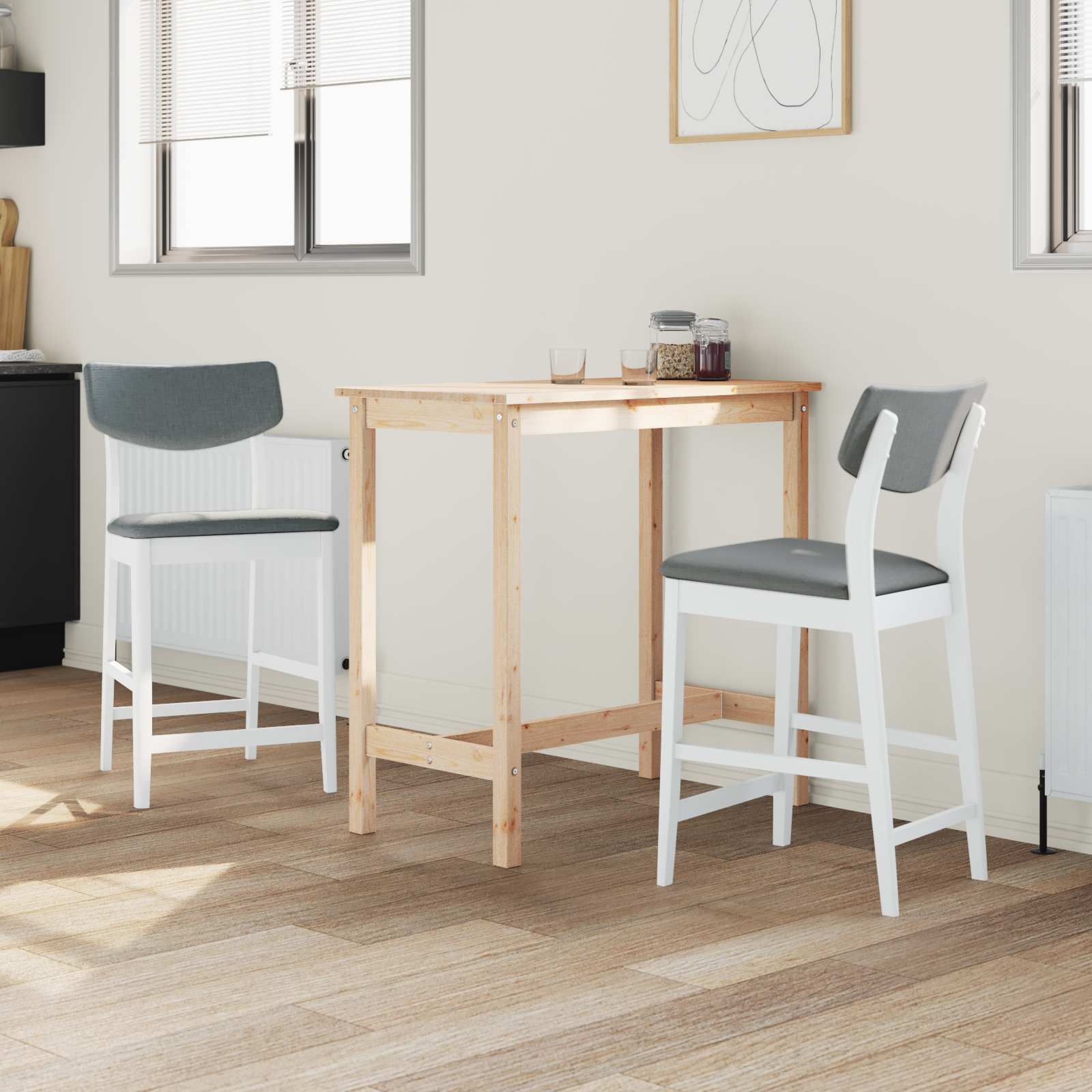 vidaXL Krzesła jadalne 2 pcs Biały 48 x 49 x 95 cm Drewno Gumowe
