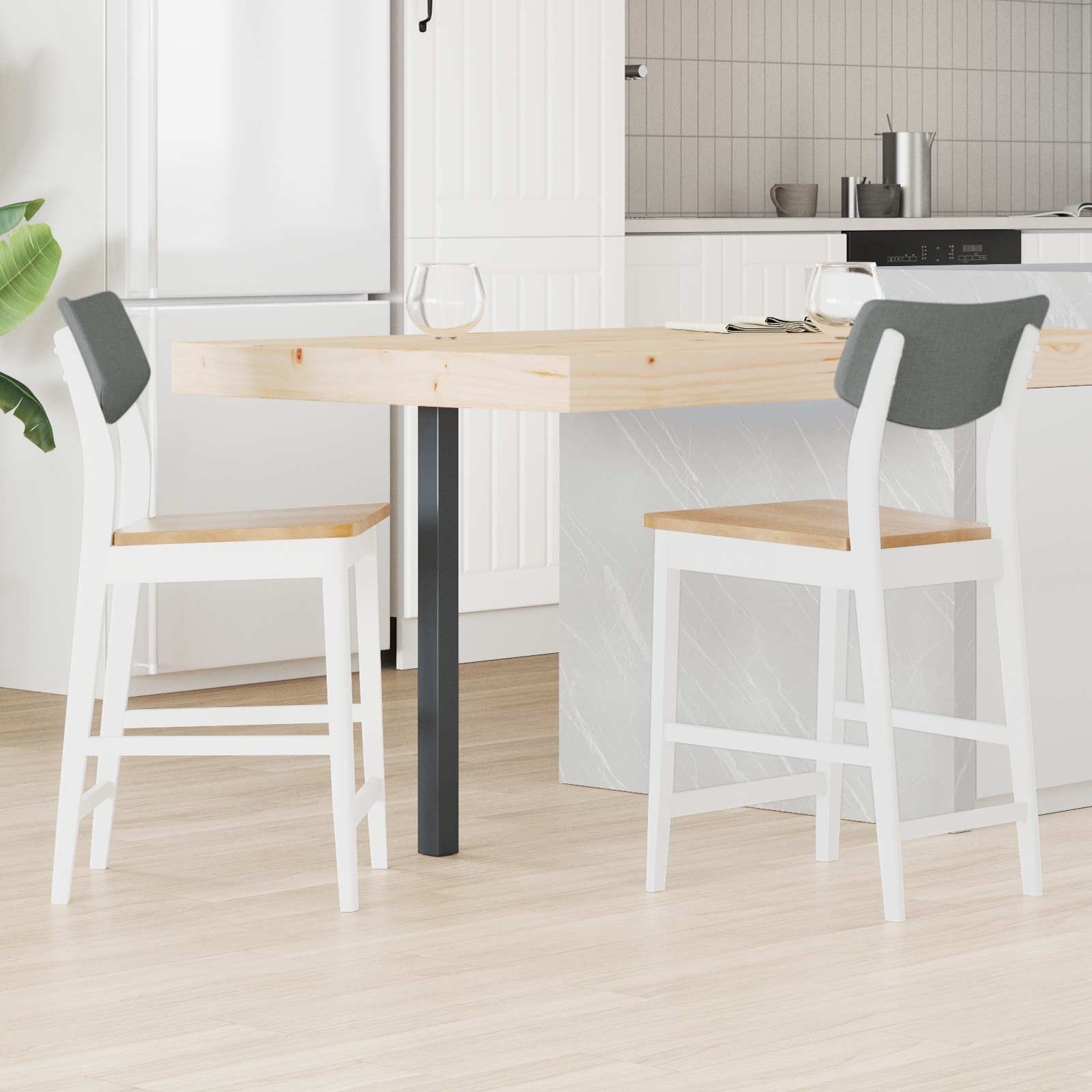 vidaXL Krzesła jadalne 2 pcs Biały 48 x 49 x 95 cm Drewno Gumowe