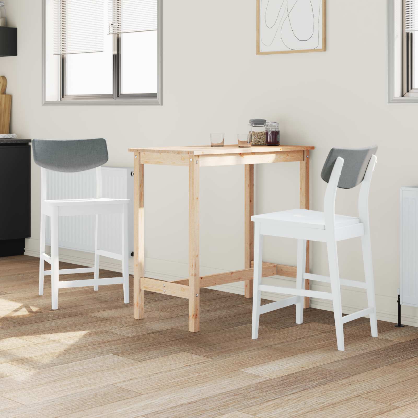 vidaXL Krzesła jadalne 2 pcs Biały 48 x 49 x 95 cm Drewno Gumowe