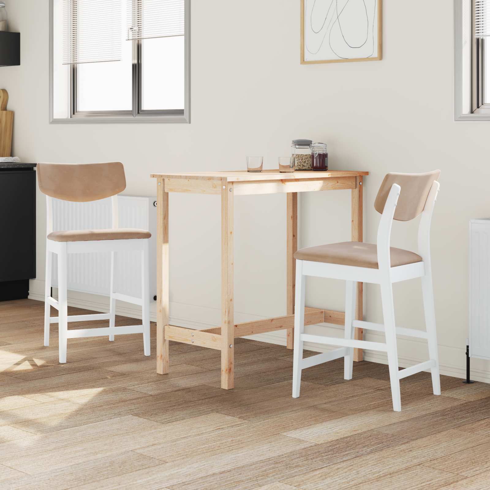 vidaXL Krzesła jadalne 2 pcs Biały 48 x 49 x 95 cm Drewno Gumowe