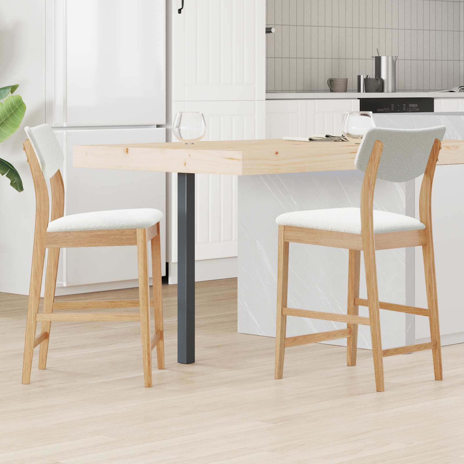 vidaXL Krzesła jadalne 2 pcs Naturalny 48 x 49 x 95 cm Drewno Gumowe