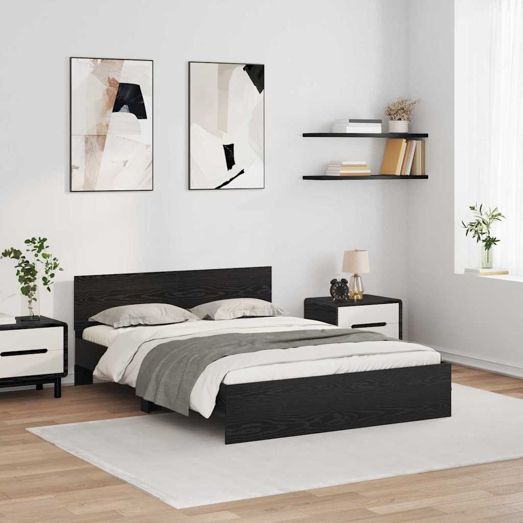 vidaXL Ramka łóżka Czarny Dąb 140 x 190 cm Materiał drewnopochodny