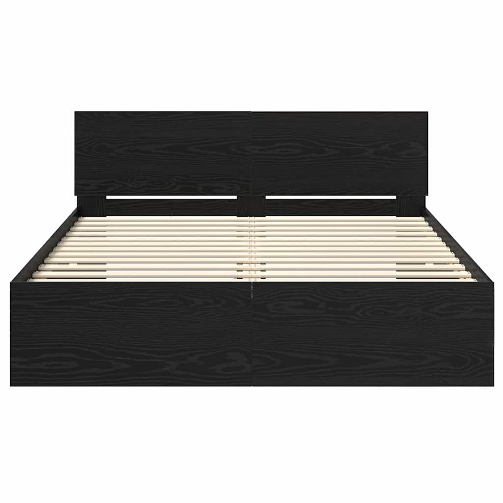 vidaXL Ramka łóżka Czarny Dąb 140 x 190 cm Materiał drewnopochodny
